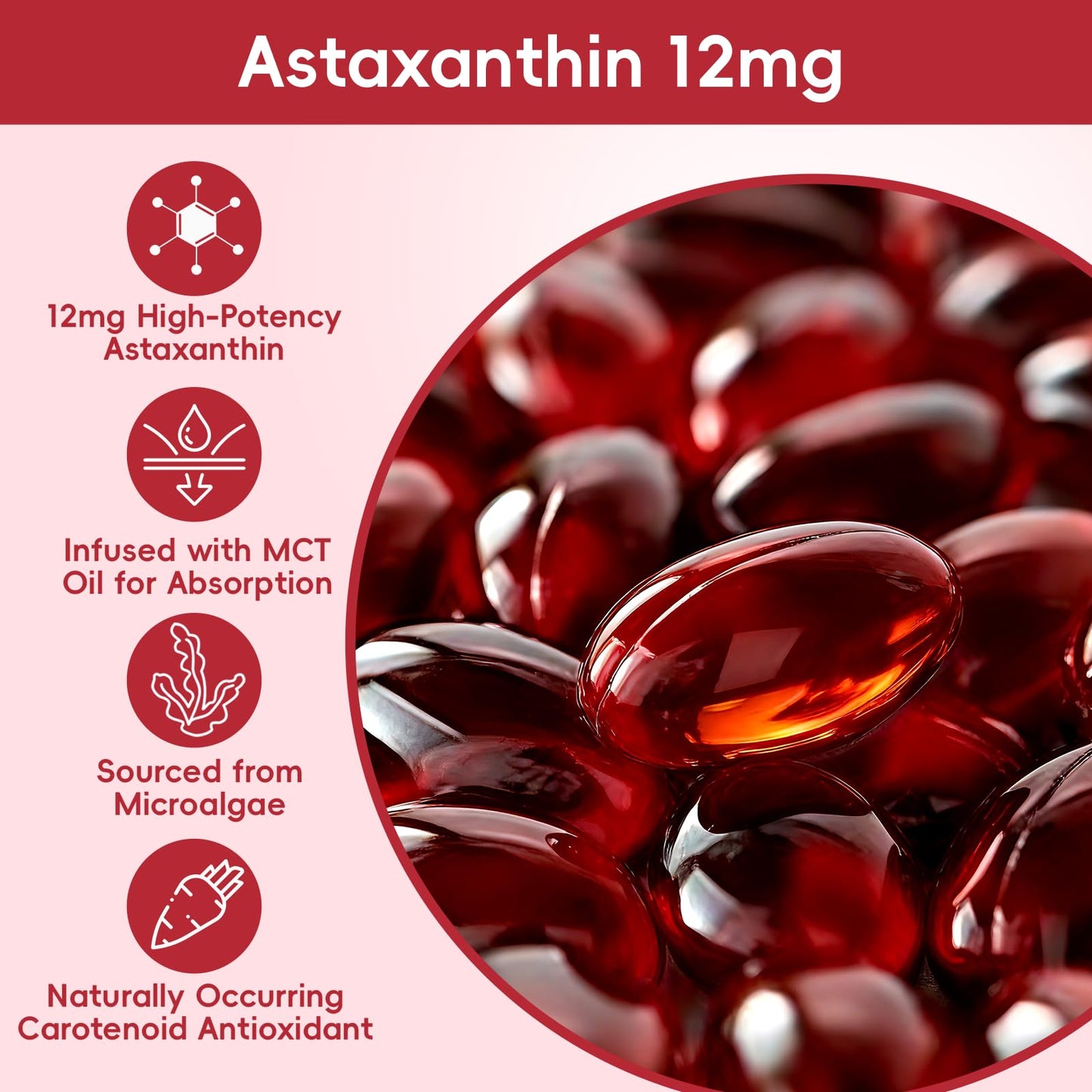 BULGOIRE Astaxanthin 12mg with MCT Oil Softgels, 120 Count