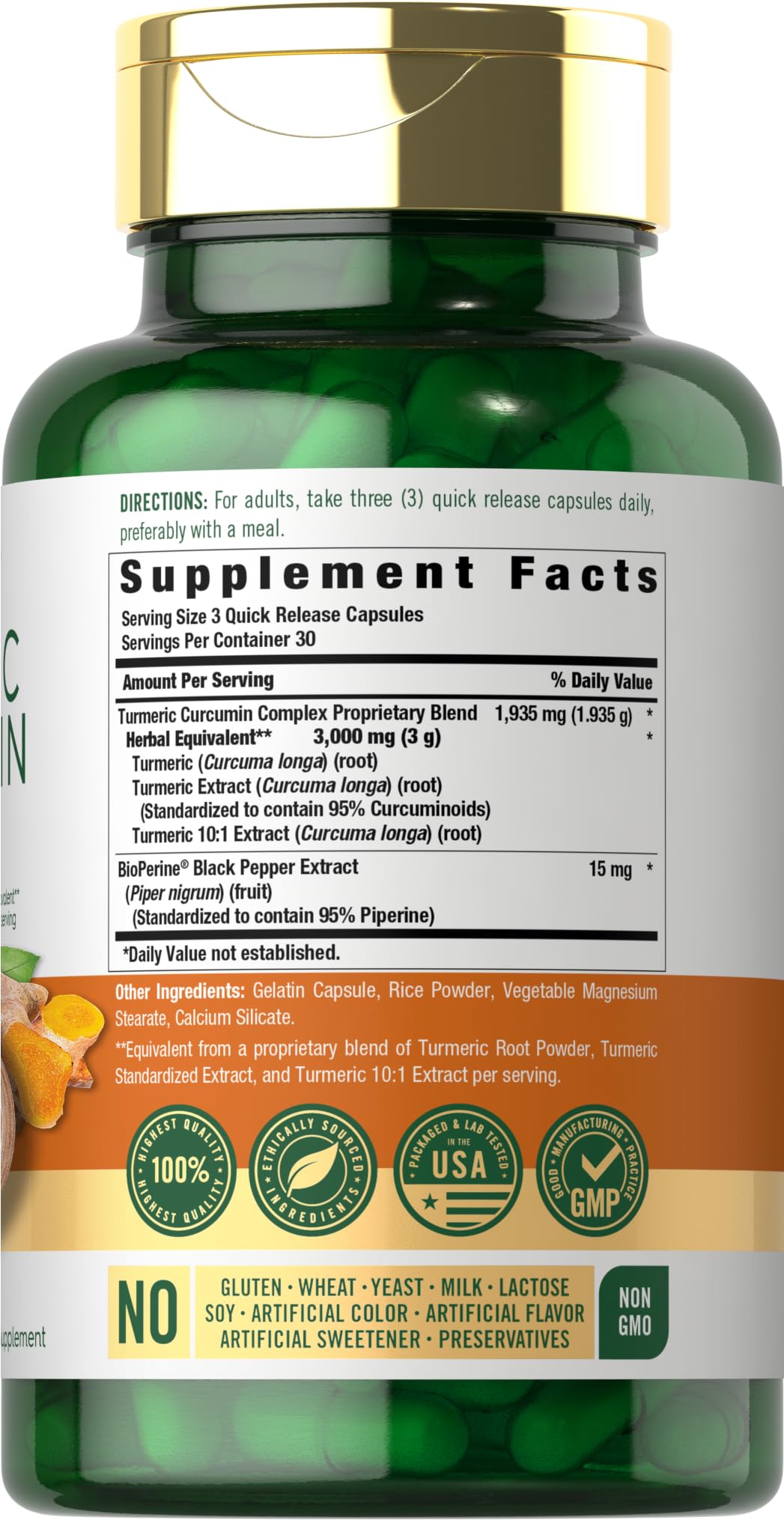 Carlyle Turmeric Curcumin with Black Pepper Capsules 90 Count
