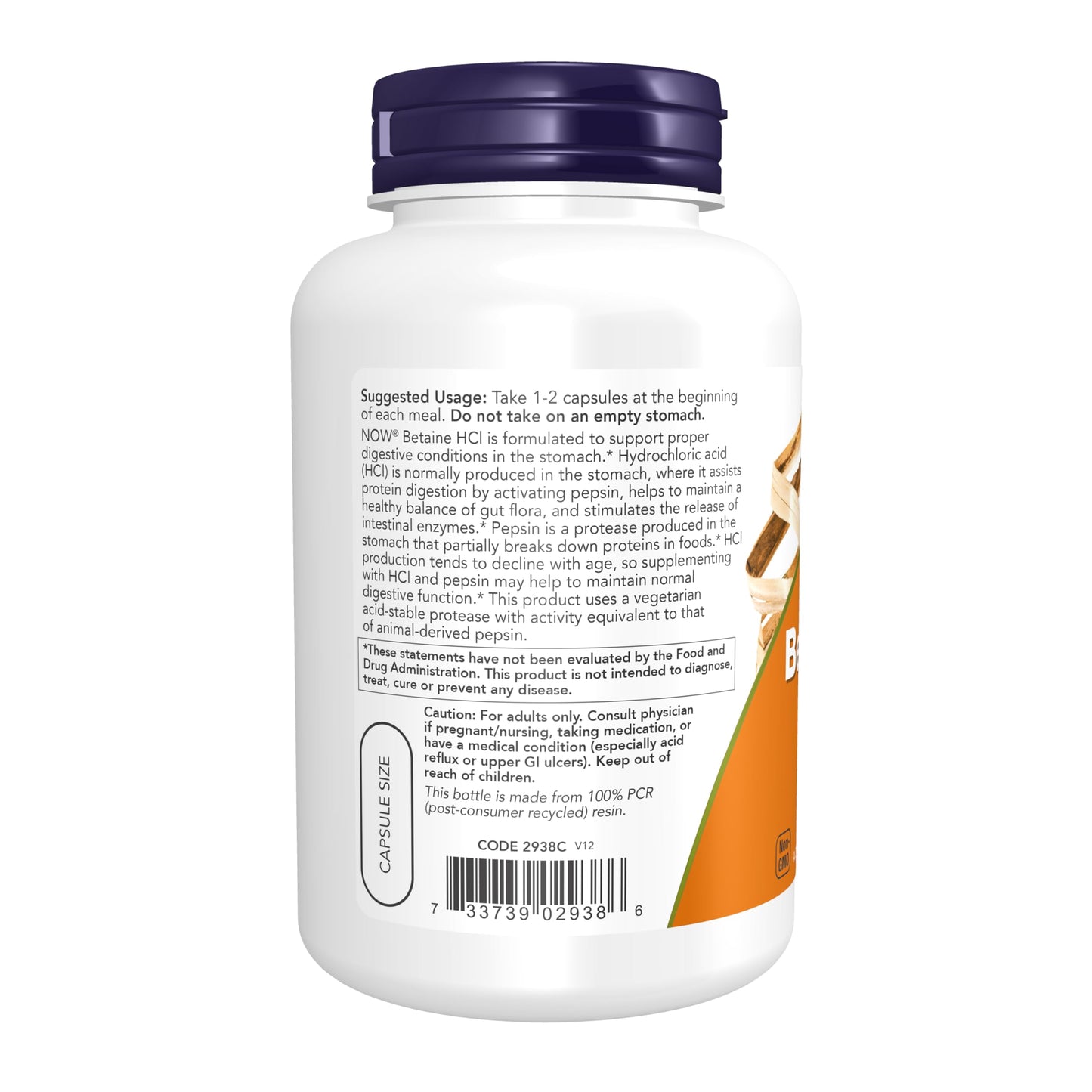 NOW Foods Betaine HCl 648 mg, Vegetarian Formula, Digestive Support* Capsules, 120