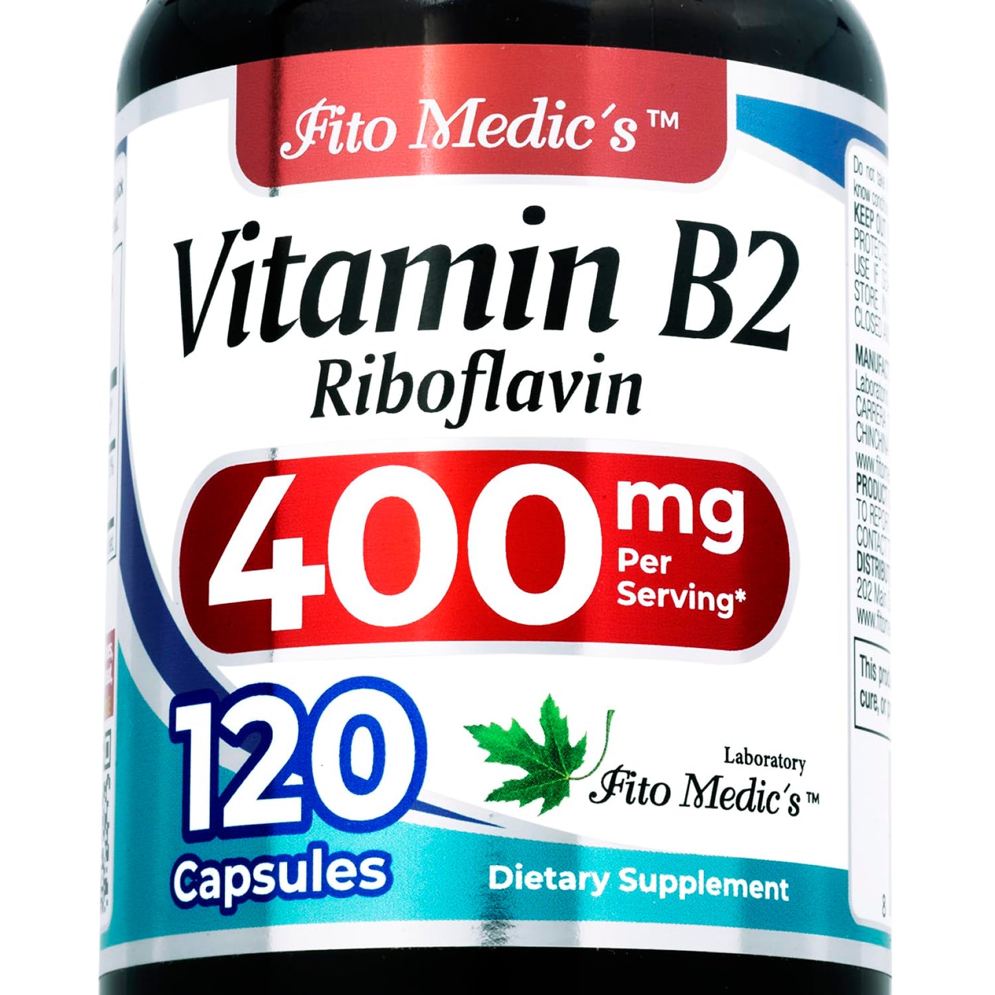 FITO MEDIC'S Vitamin B2 Riboflavin 400 mg Capsule, 120 Capsules