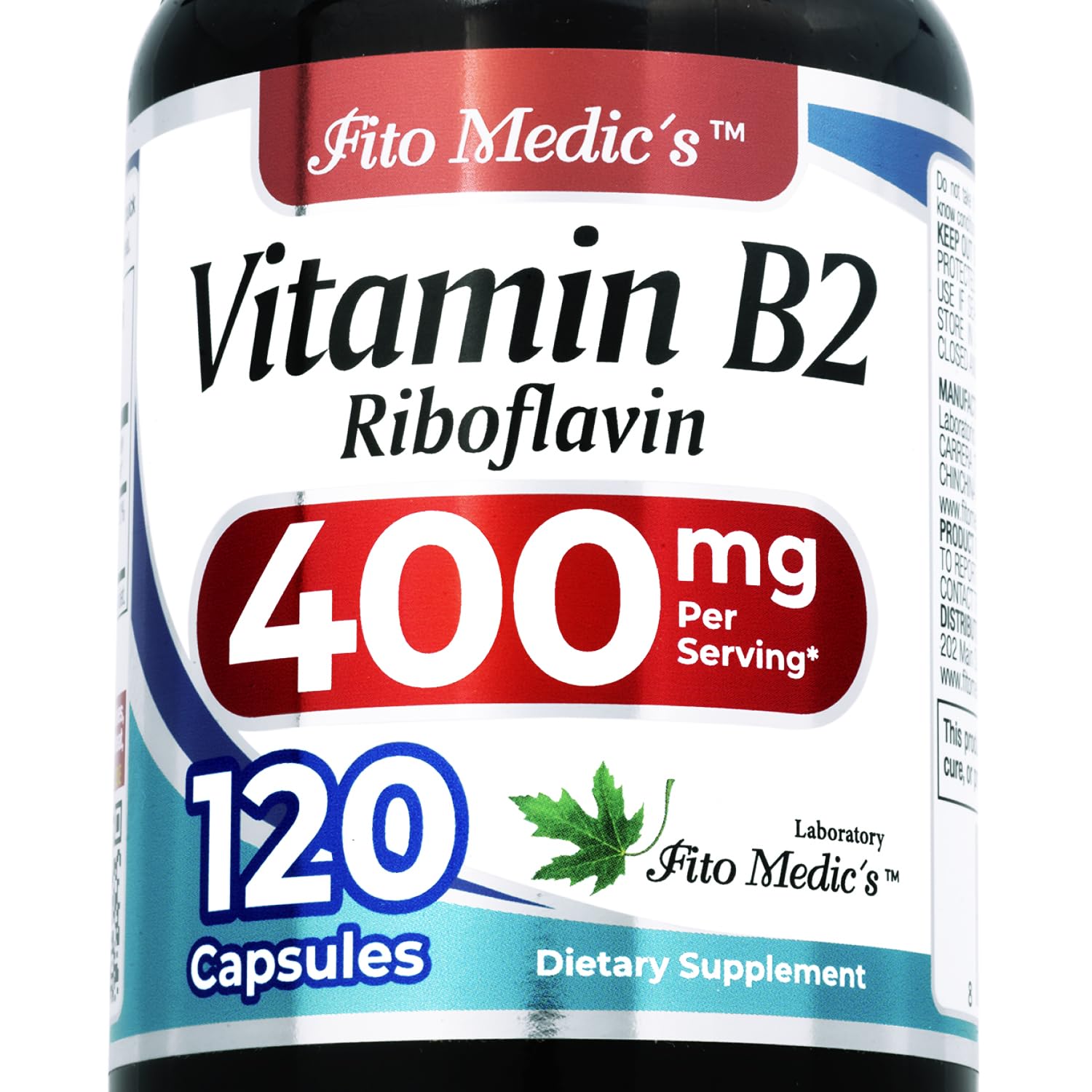 FITO MEDIC'S Vitamin B2 Riboflavin 400 mg Capsule, 120 Capsules