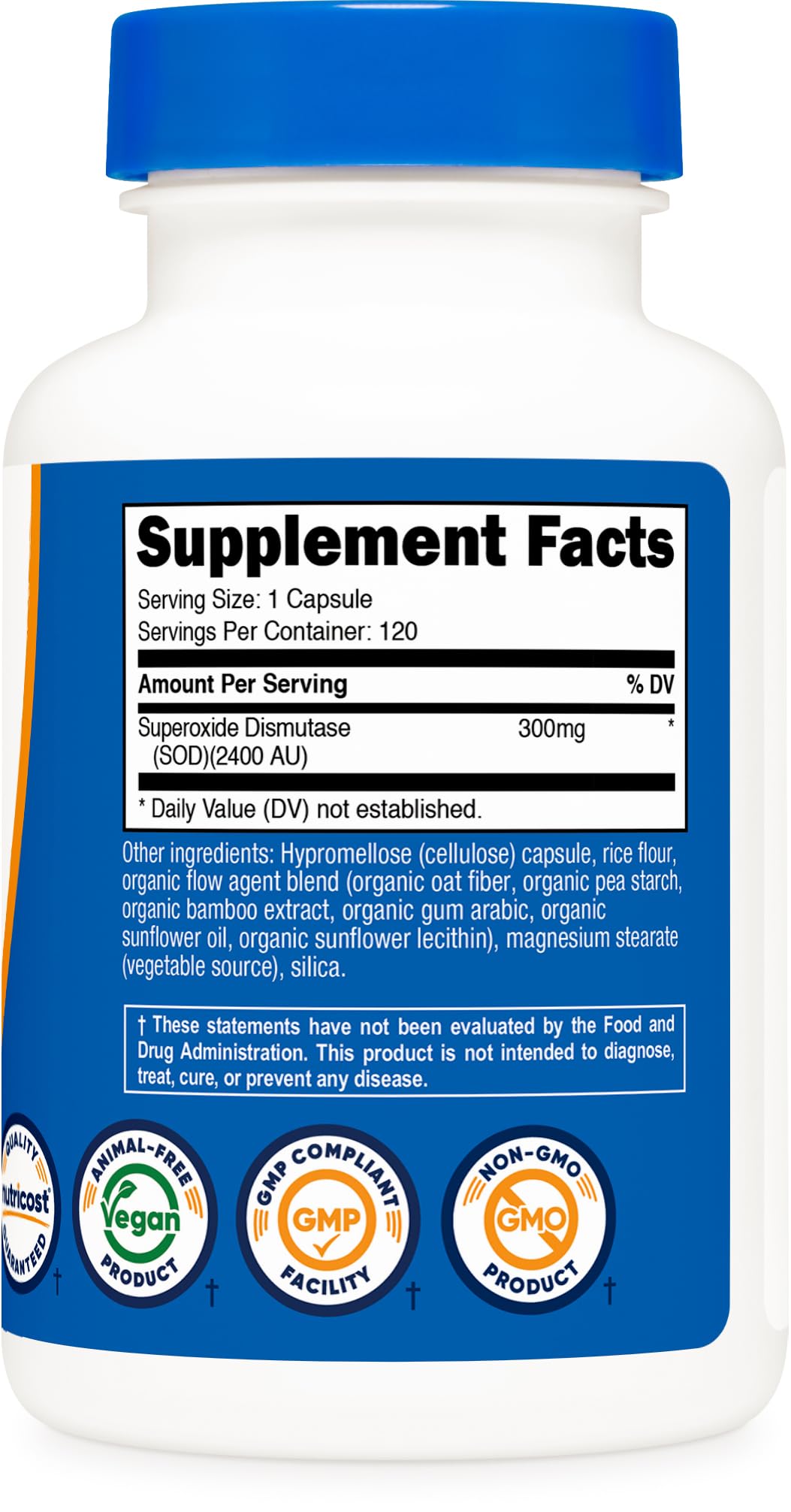 Nutricost S.O.D. Supplement 300mg (2,400 AU) Per Serving, Capsules, 120 Count