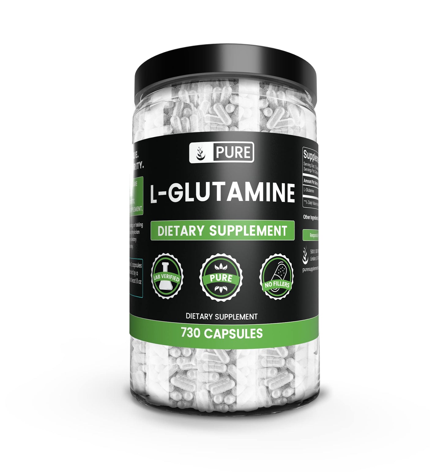 PURE ORIGINAL INGREDIENTS L-Glutamine Capsules, 730 Count