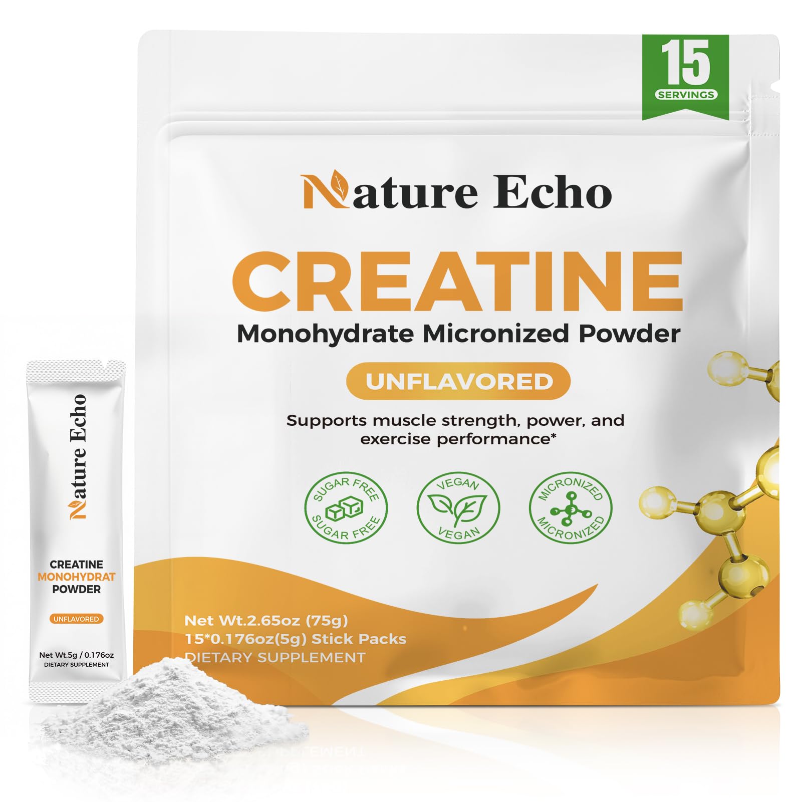 Nature Echo Creatine Monohydrate Micronized Powder 2.65 Ounce (Pack of 1)