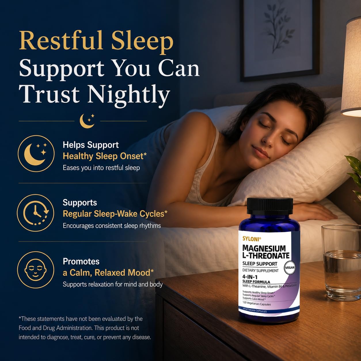 Syloni Magnesium L-Threonate Sleep Support Capsules, 120 Count