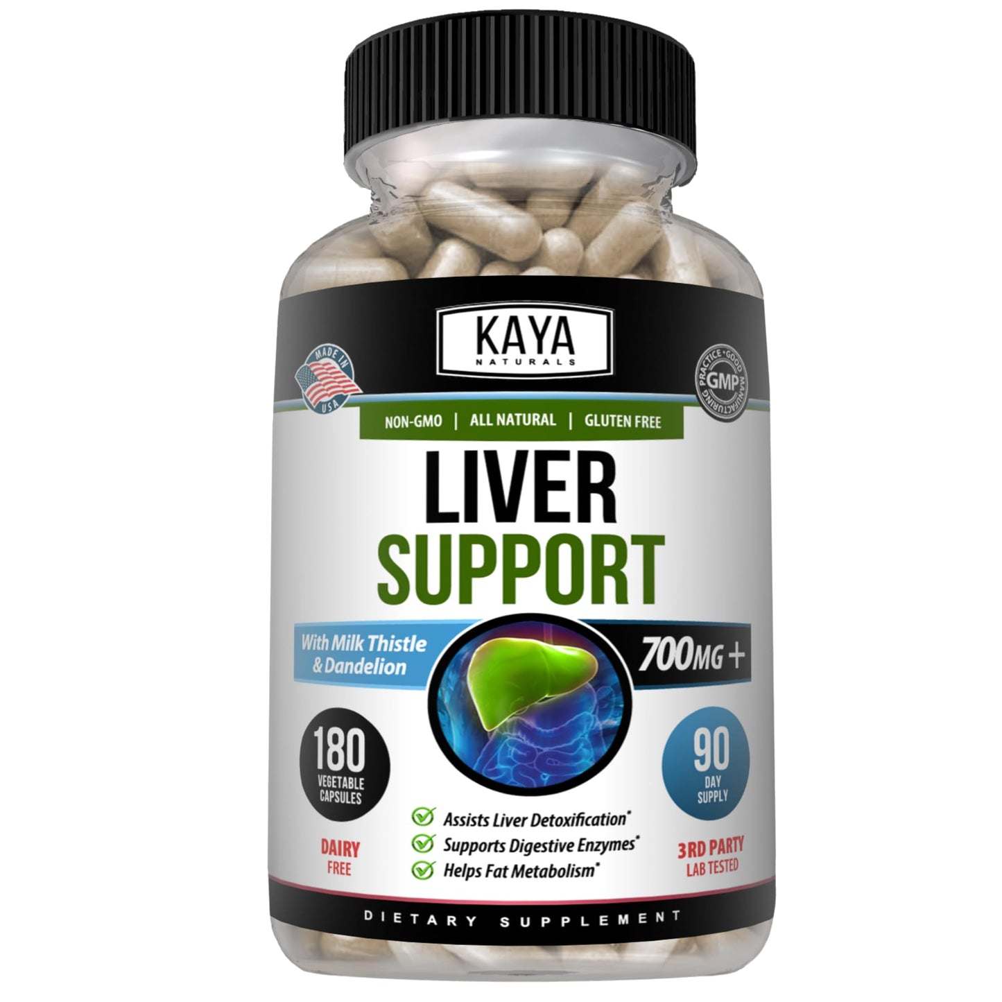 Kaya Naturals Liver Support Capsules 180 Count