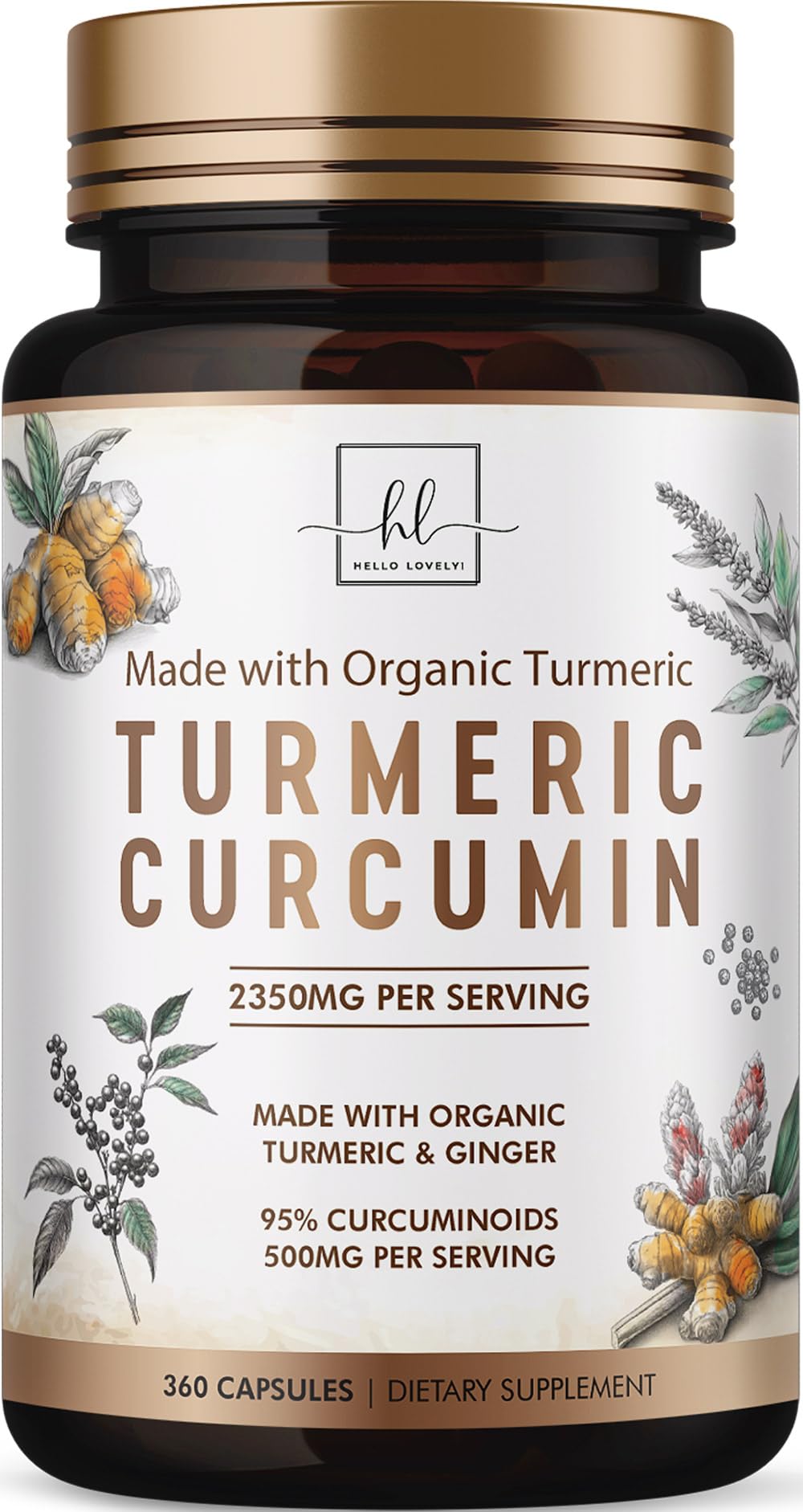 Hello Lovely! Turmeric Curcumin Supplement Capsule 360 Capsules