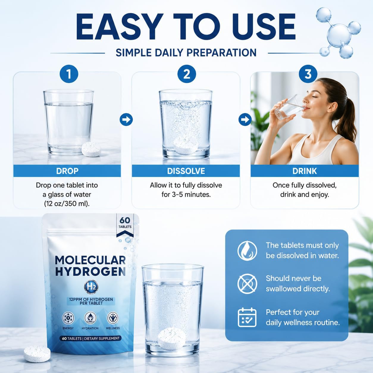 Nichalous Molecular Hydrogen Water Tablets 60 Tablets