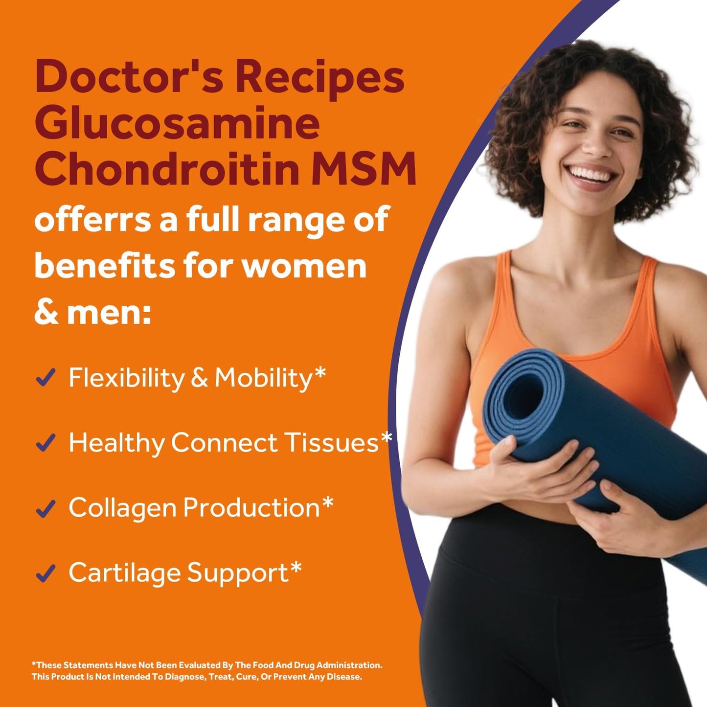Doctor's Recipes Glucosamine Chondroitin MSM and Manganese Supplement 1800 mg Glucosamine HCl, 90 Tablets