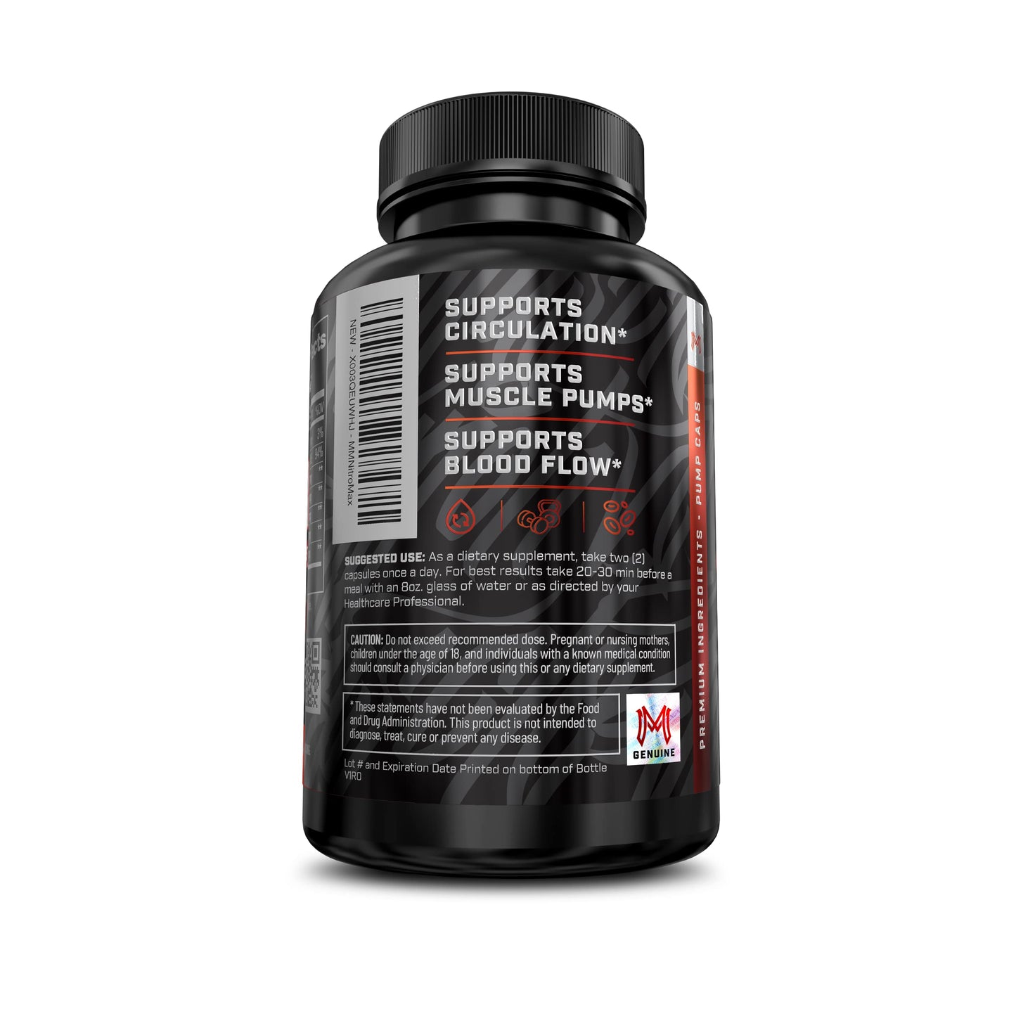 Muscle Motive Nitric Oxide Booster with L-Arginine, L-Citrulline, 60 Capsules