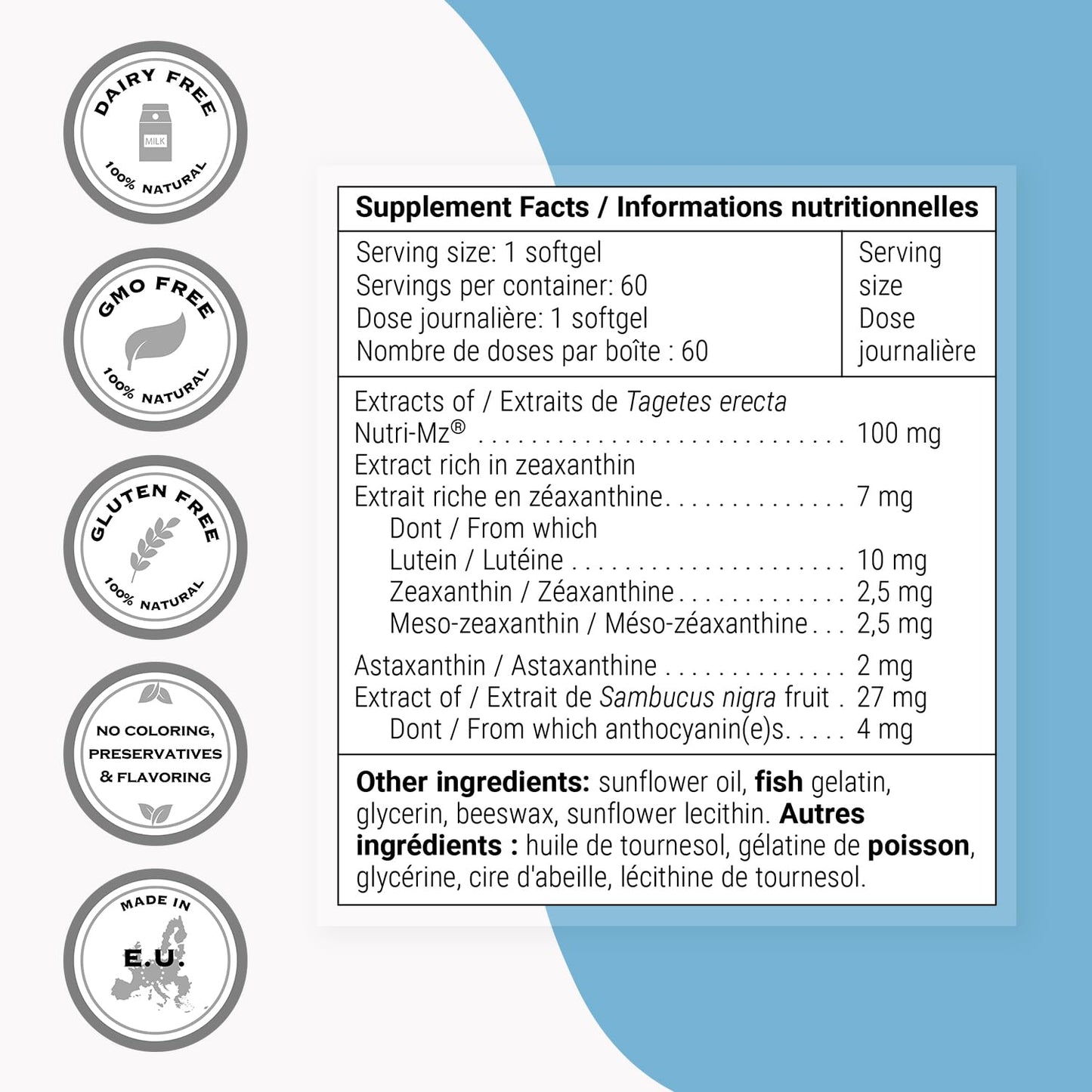 Supersmart Macula Plus (High Potency Complex) - with Lutein, Zeaxanthin, Astaxanthin, Cyanidin 3-Glucoside - Advanced Eyes Supplement 60 Softgels
