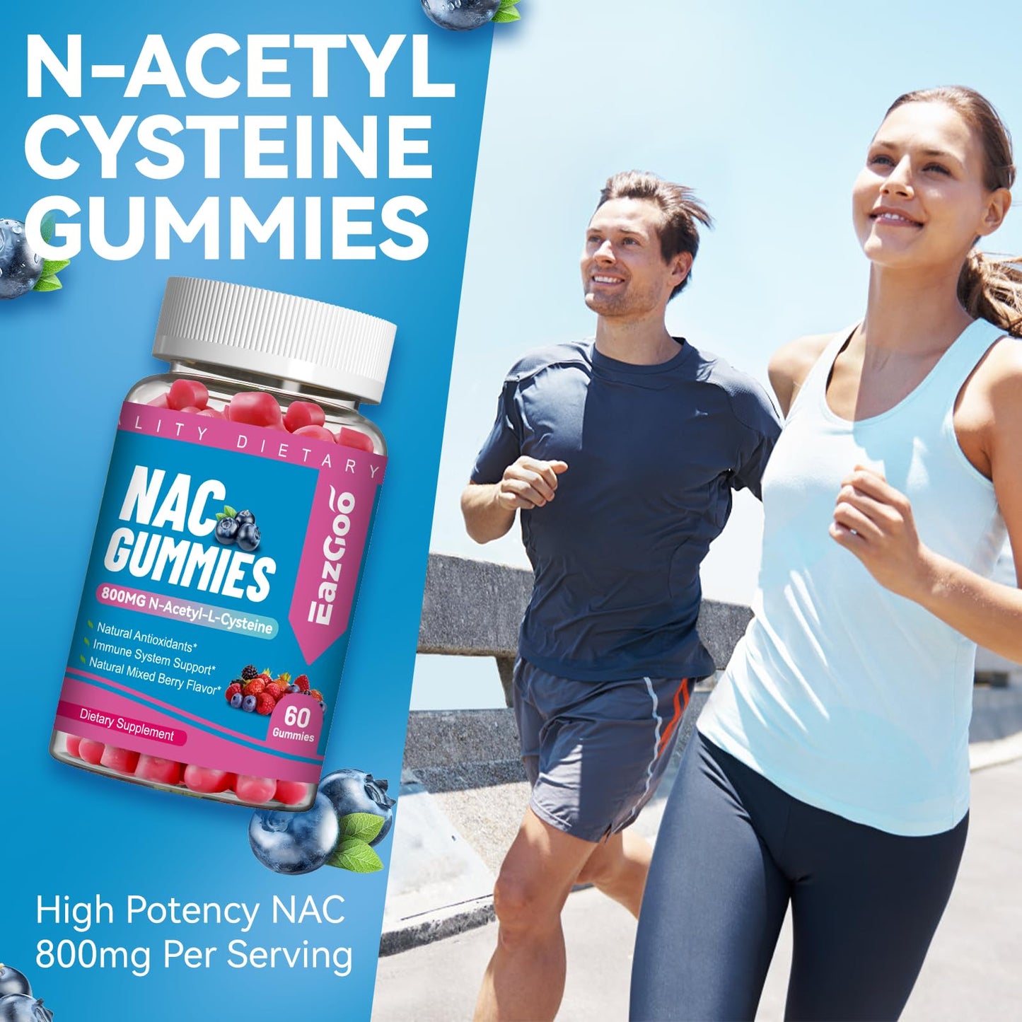 EAZGOO NAC Gummies 800mg Gummy, 60 Count