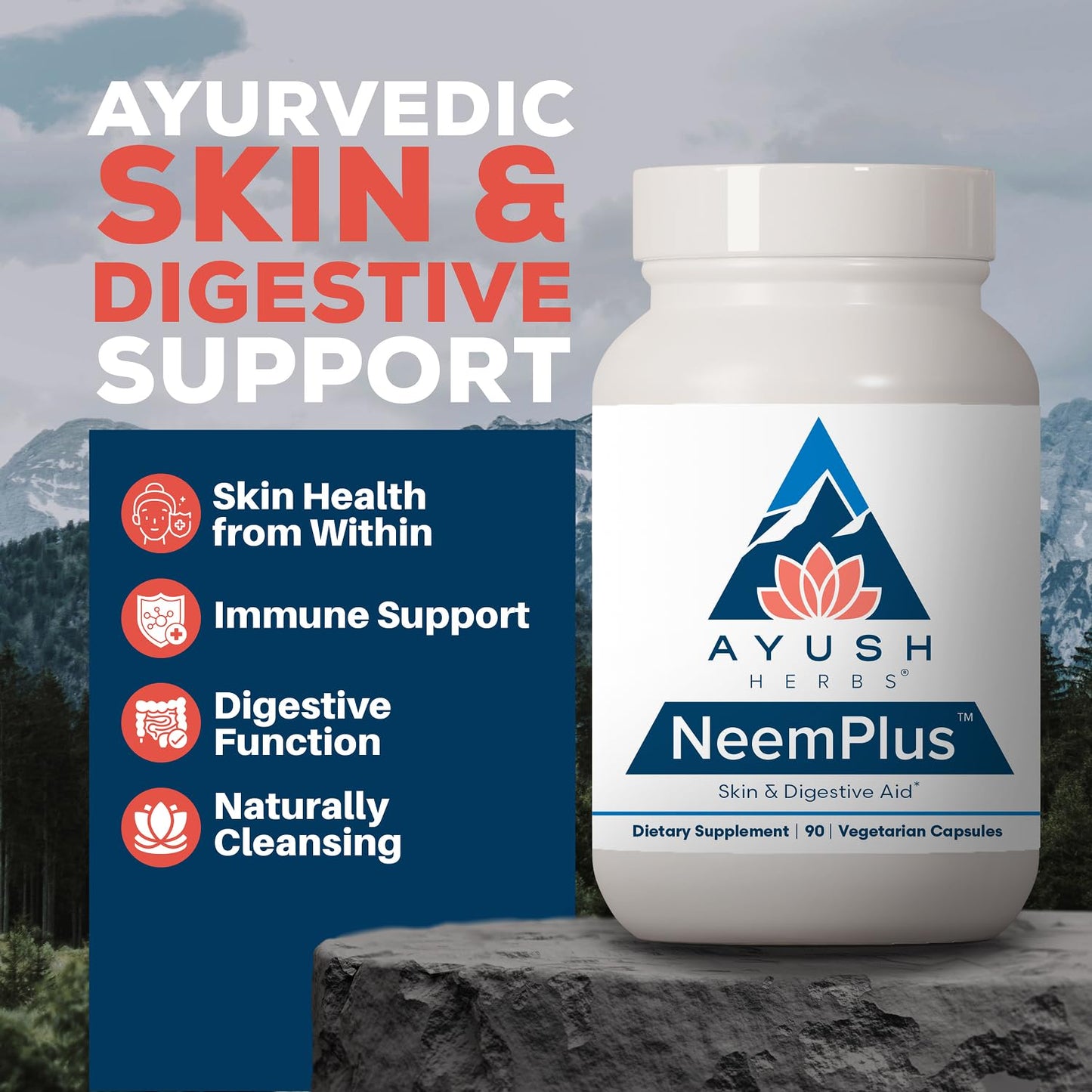 Ayush Herbs Neem Plus Digestive Health for Women & Men 90 Capsules
