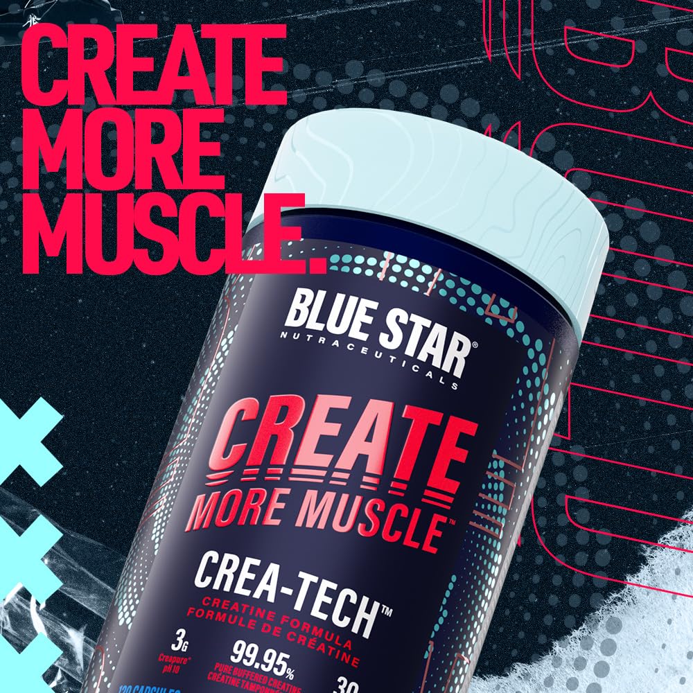 Blue Star Nutraceuticals CREA-TECH Creapure Creatine Monohydrate with Electrolytes Capsules - 120 Veggie Capsules