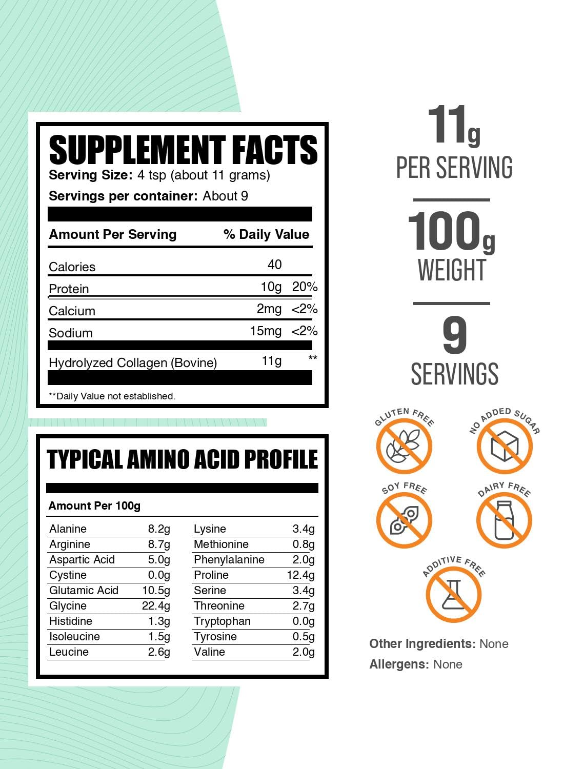 BulkSupplements Collagen Peptides Powder - Bovine Collagen, Hydrolyzed & Gluten Free, 3.53 oz