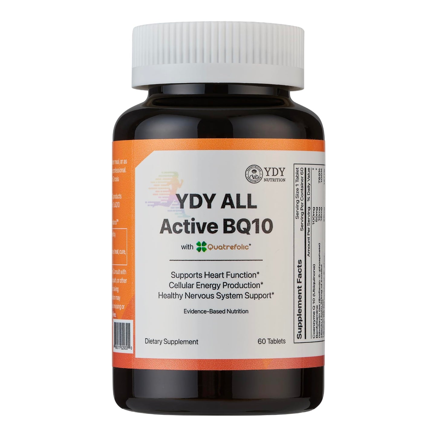 YDY Nutrition All Active BQ10 CoQ10 100mg Vitamin B Complex (B1, B2, B3, B6, B7, B9, B12, Pantethine) Tablets, 60 Count
