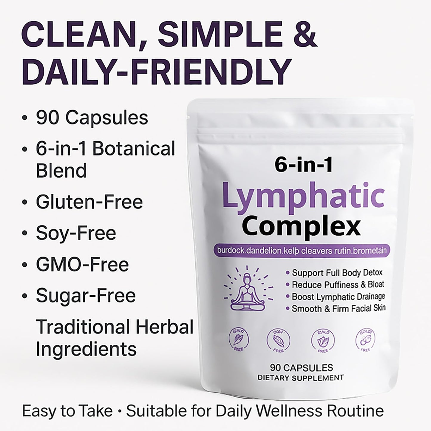 WXDOAU 6-in-1 Lymphatic Complex Capsules, 1 Count