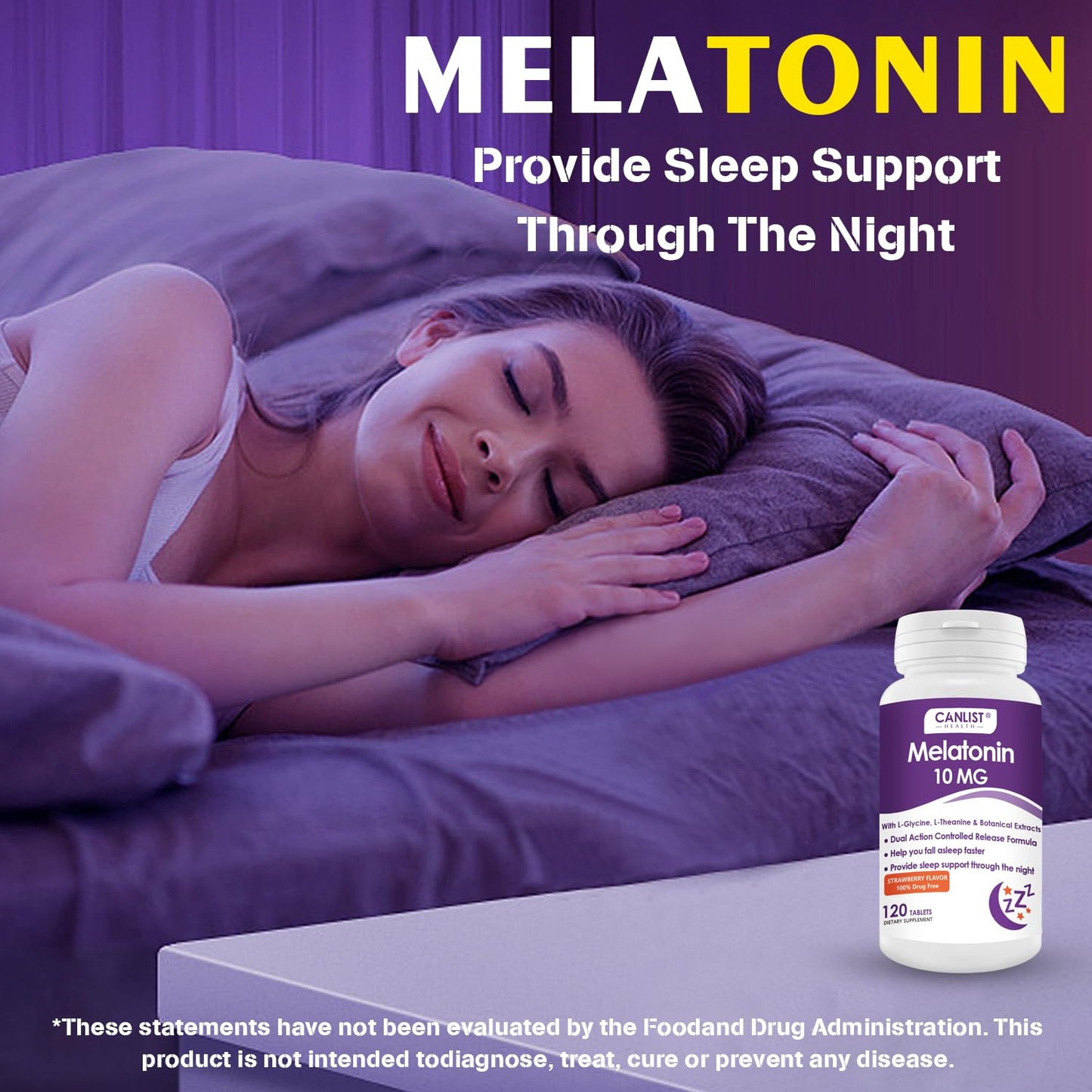 CANLIST Melatonin Extra Strength 10mg, 120 Tablets