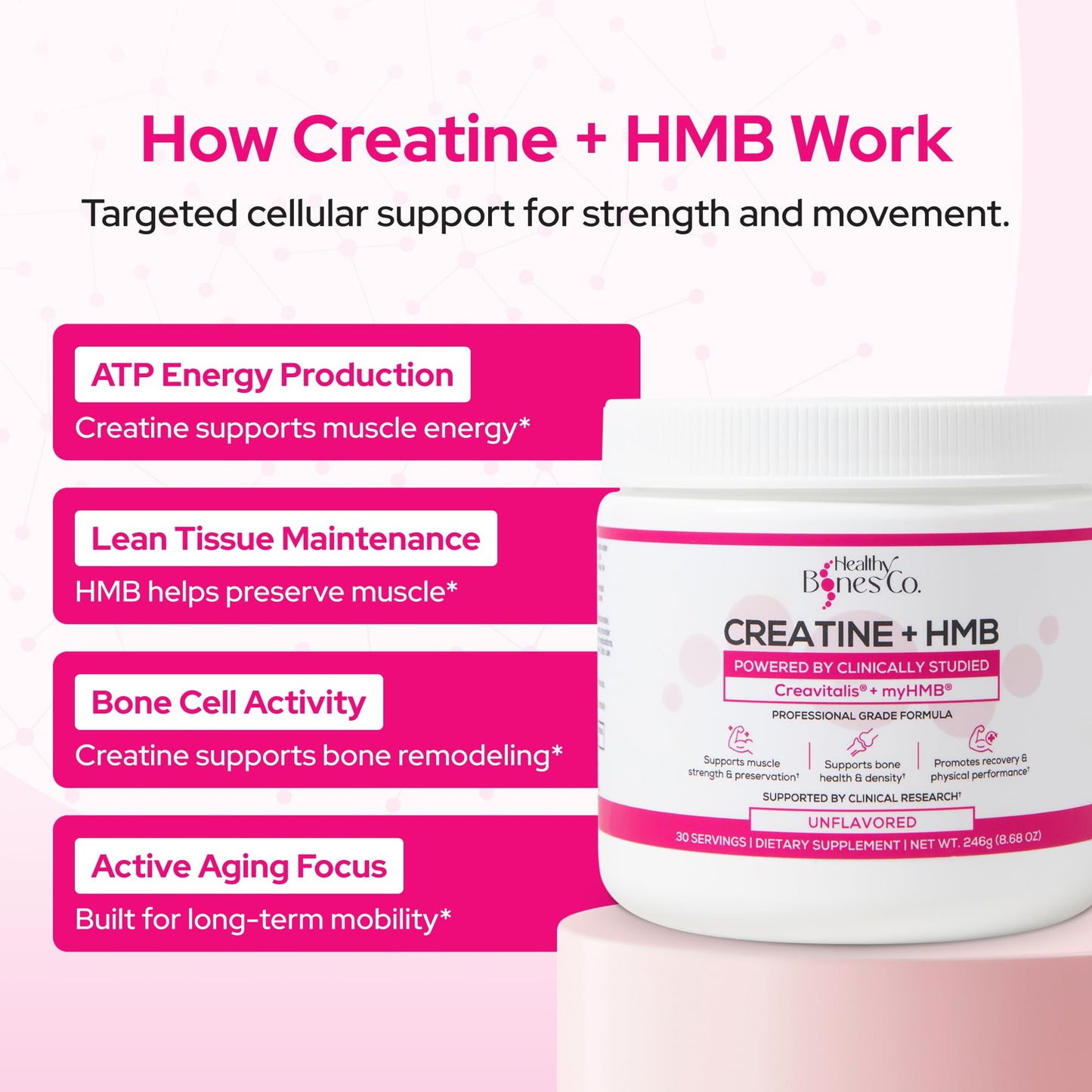 Healthy Bones Co. Creatine HMB Powder 8.68 oz