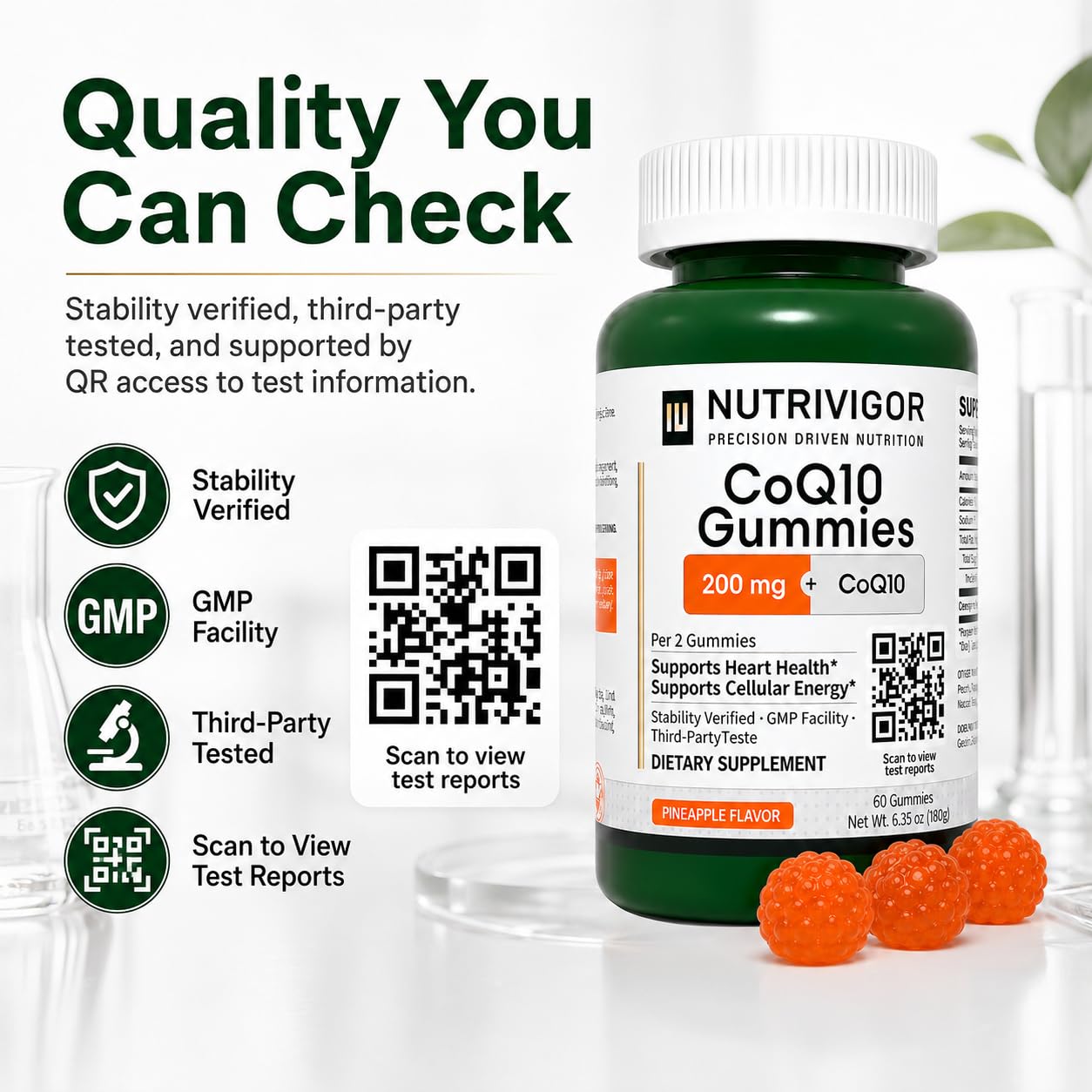 NutriVigor CoQ10 Gummies 200mg, 60 Count