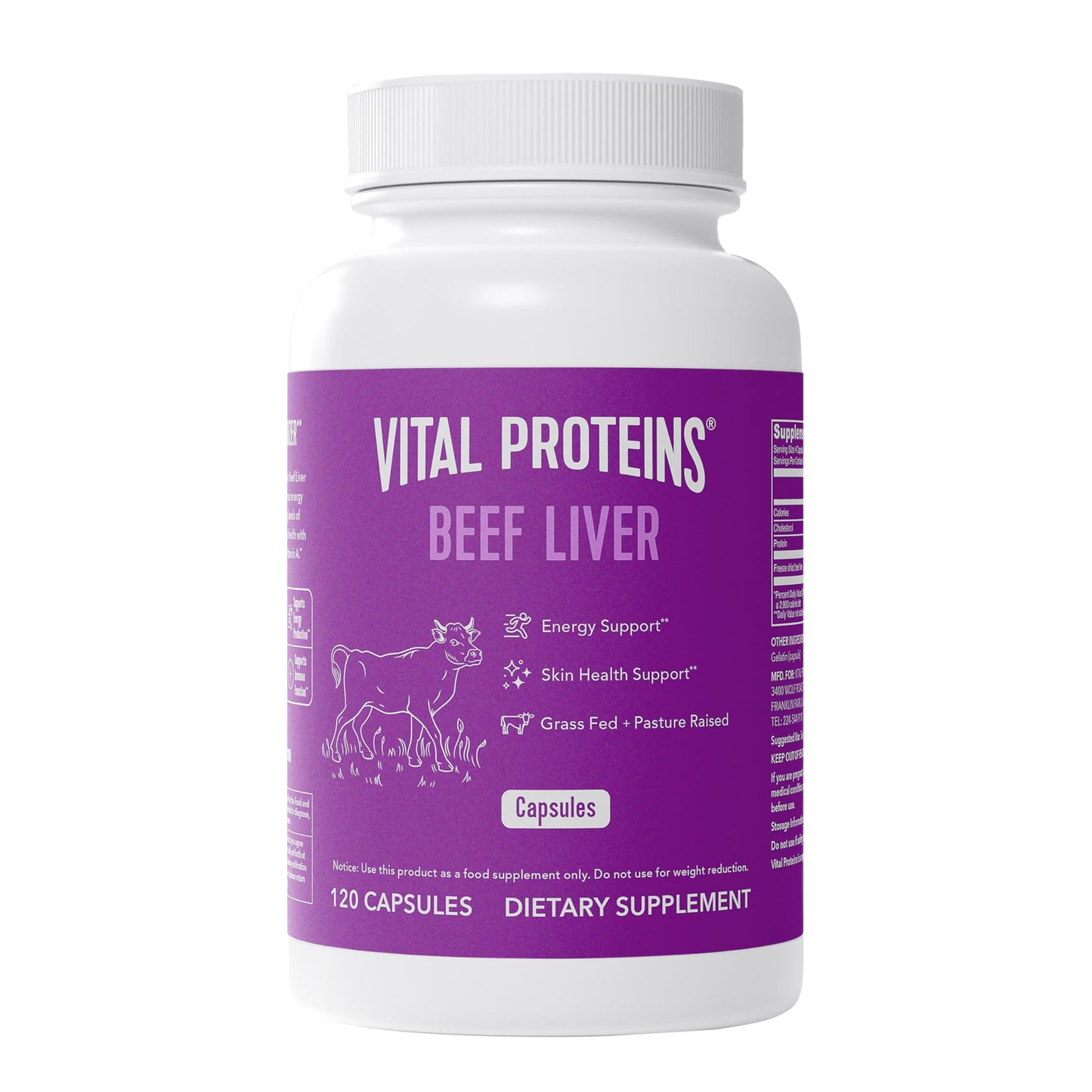 Vital Proteins Grass Fed Beef Liver Capsules, 120 Capsules