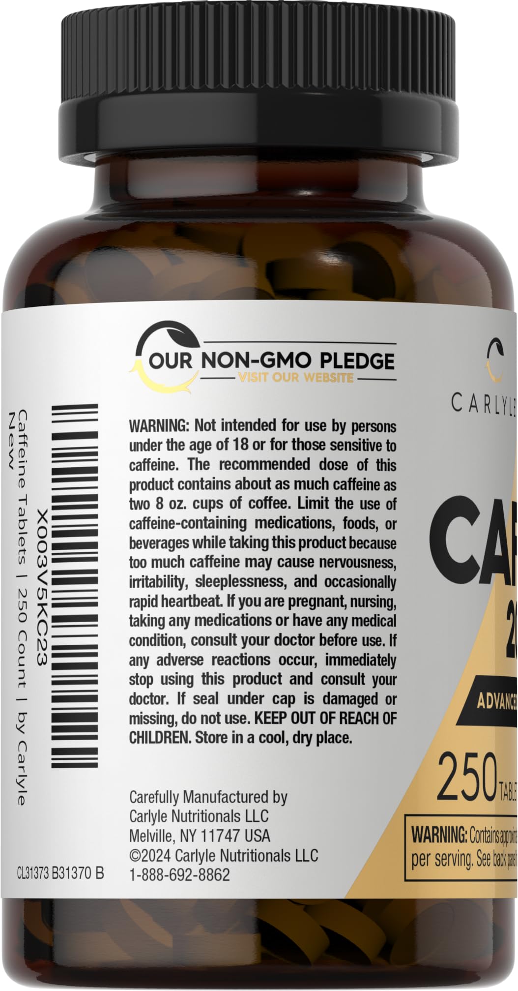 Carlyle Caffeine Pills 200mg Tablets 250