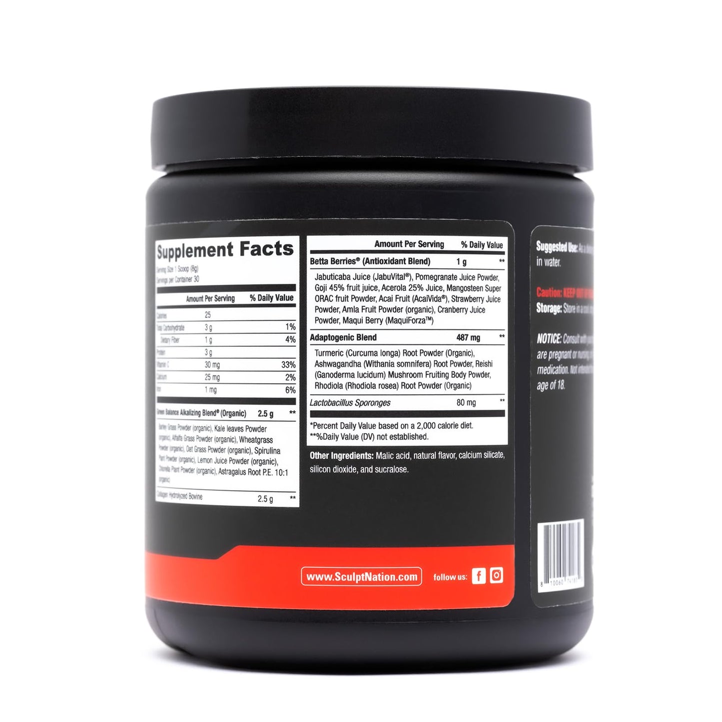 Sculpt Nation Greens Strawberry Powder with Collagen - Premium Greens & Superfood Blend, 8.4305