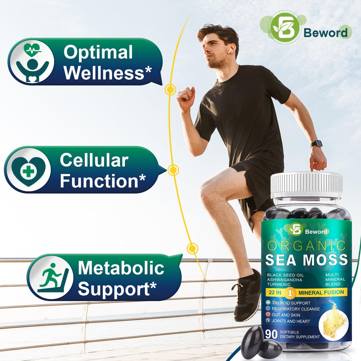 BEWORD Organic Sea Moss Softgels 180 Softgels