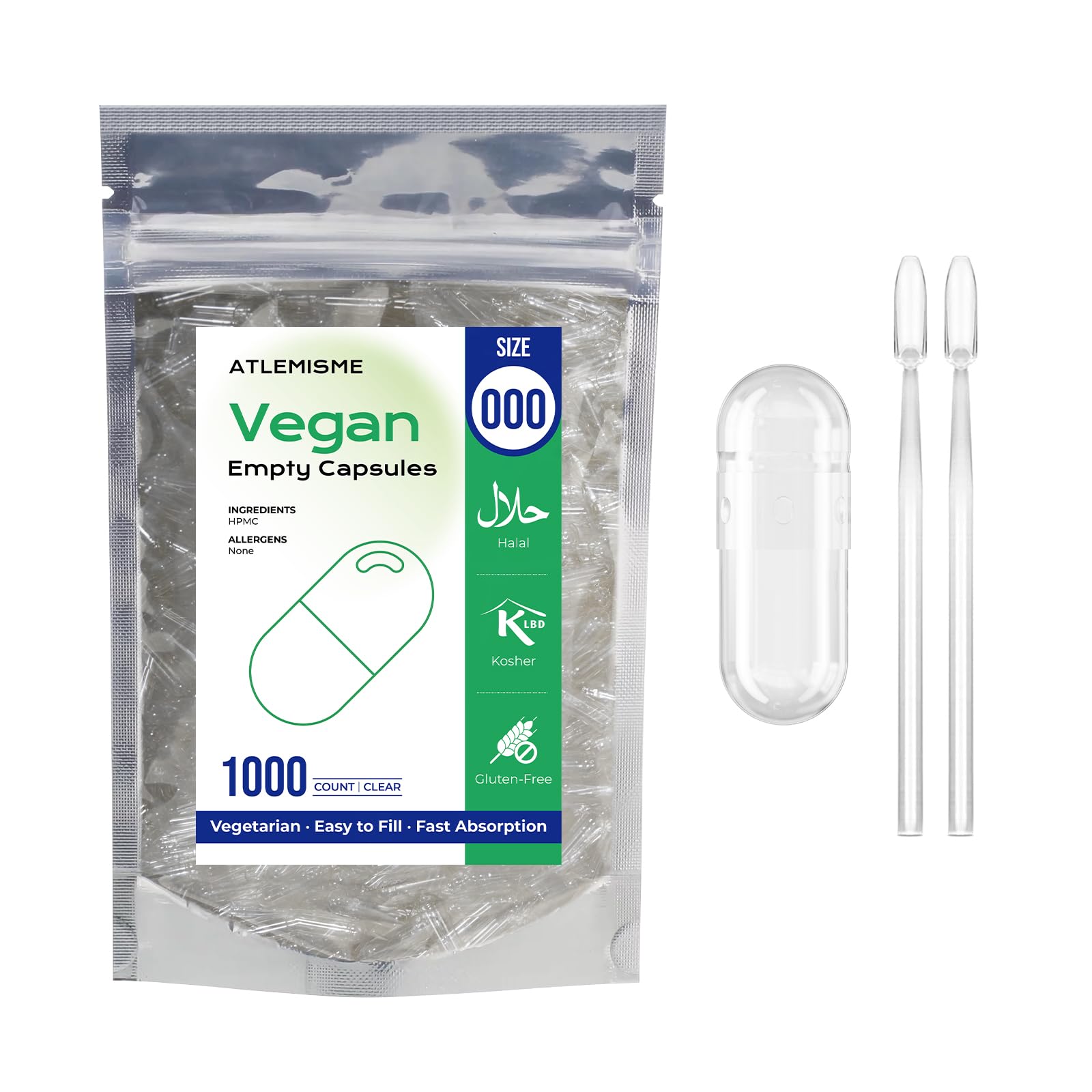 ATLEMISME Empty Vegan Capsules Capsule 1000 Count