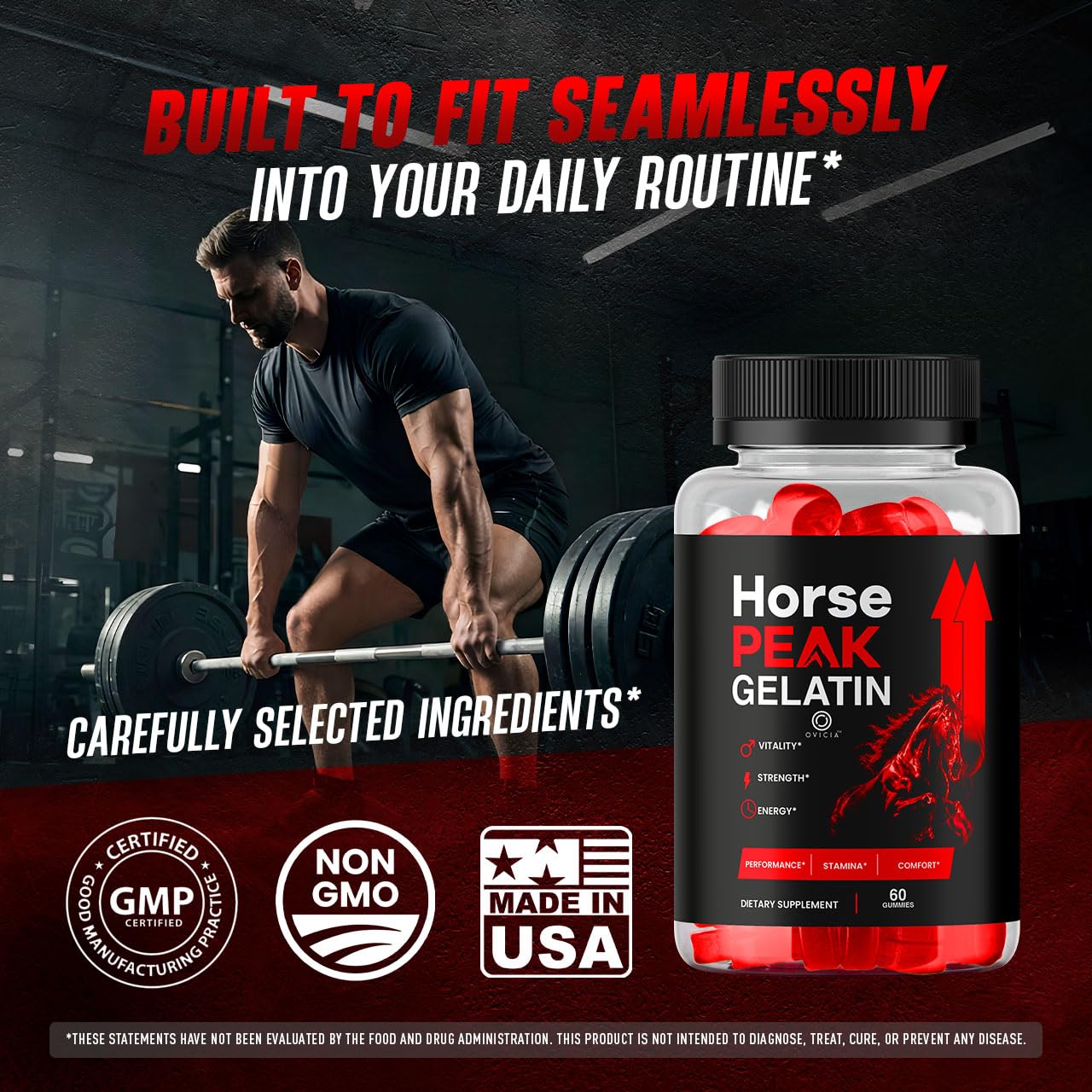 OVICIA Horse Peak Gelatin Gummies, 60 Gummies