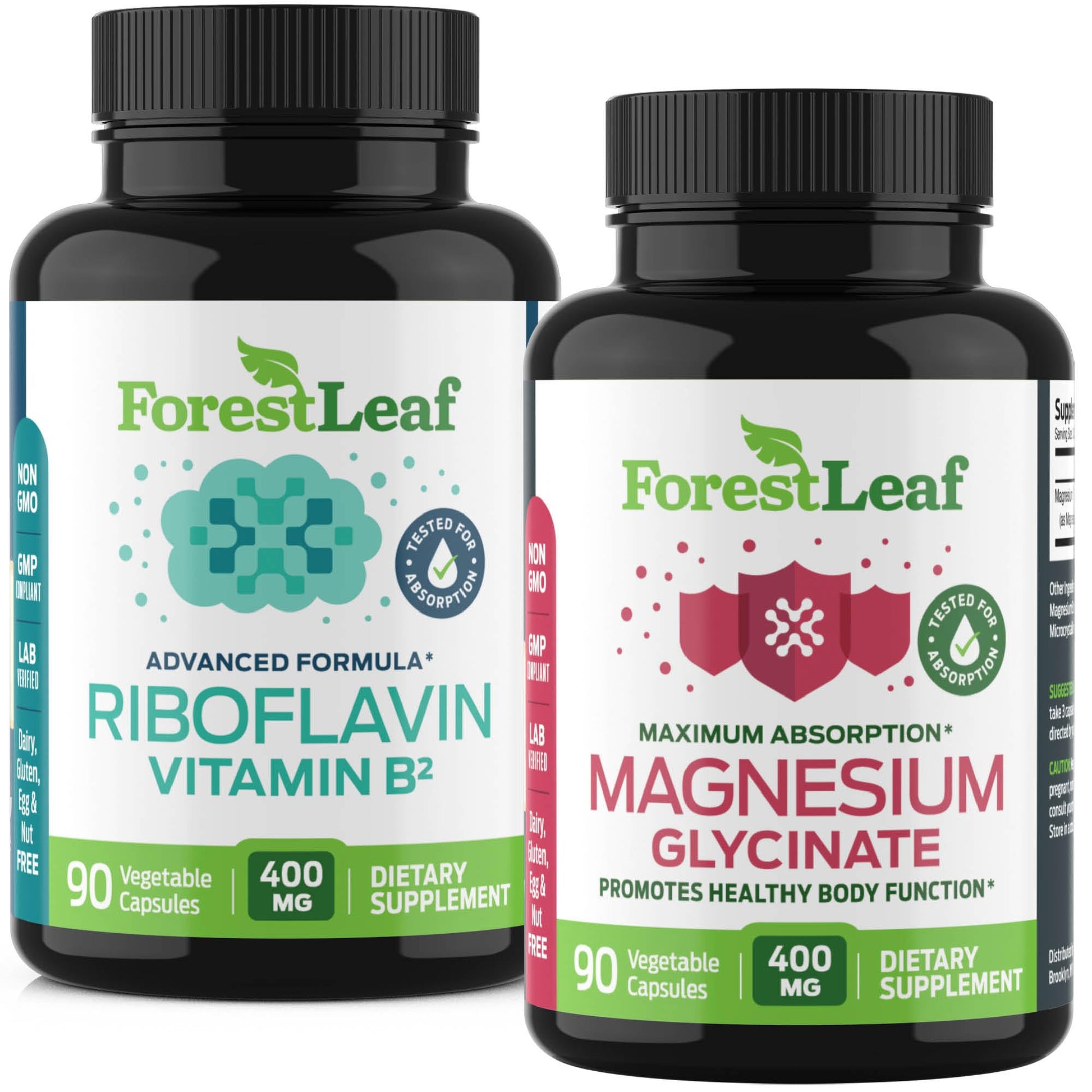 ForestLeaf Riboflavin & Magnesium Glycinate Migraine Supplement - 180 Capsules