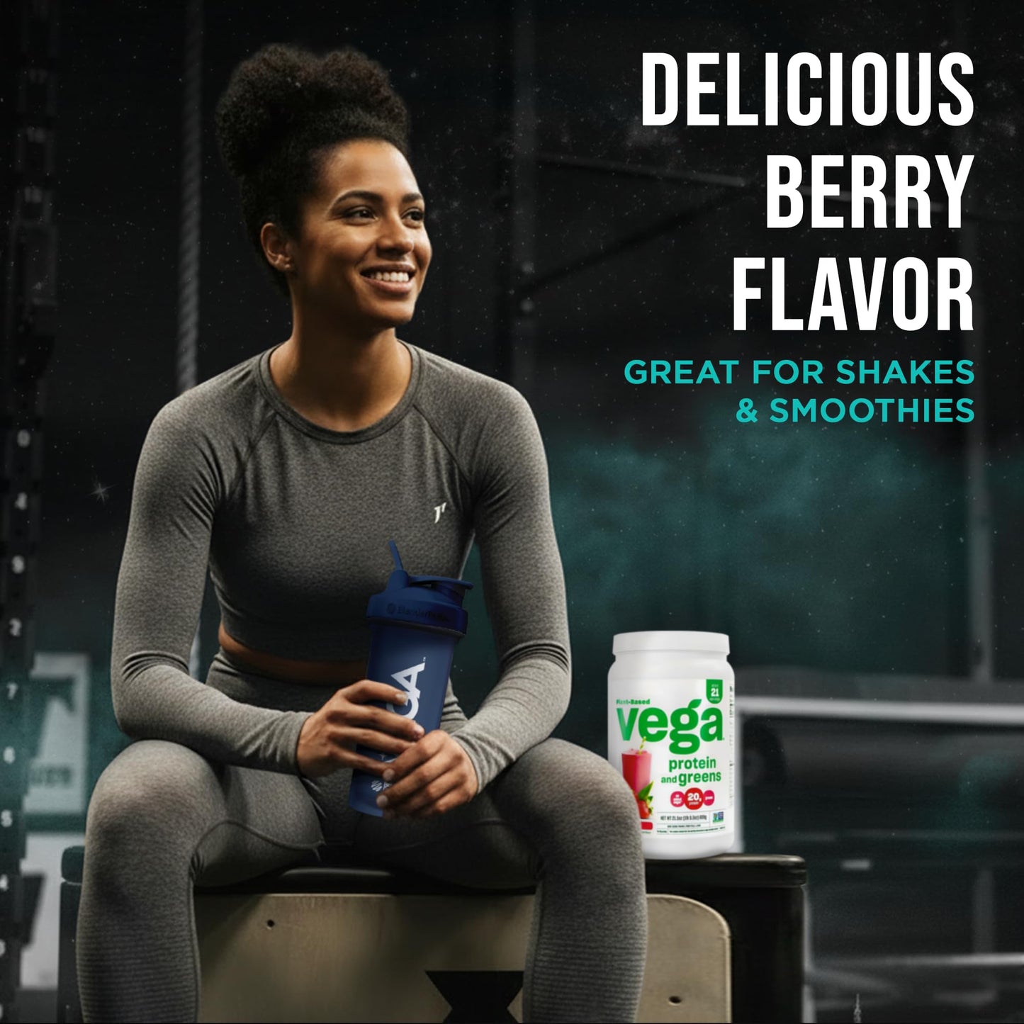 Vega Premium Protein + Supergreens Berry Protein Powder, 21.5 oz