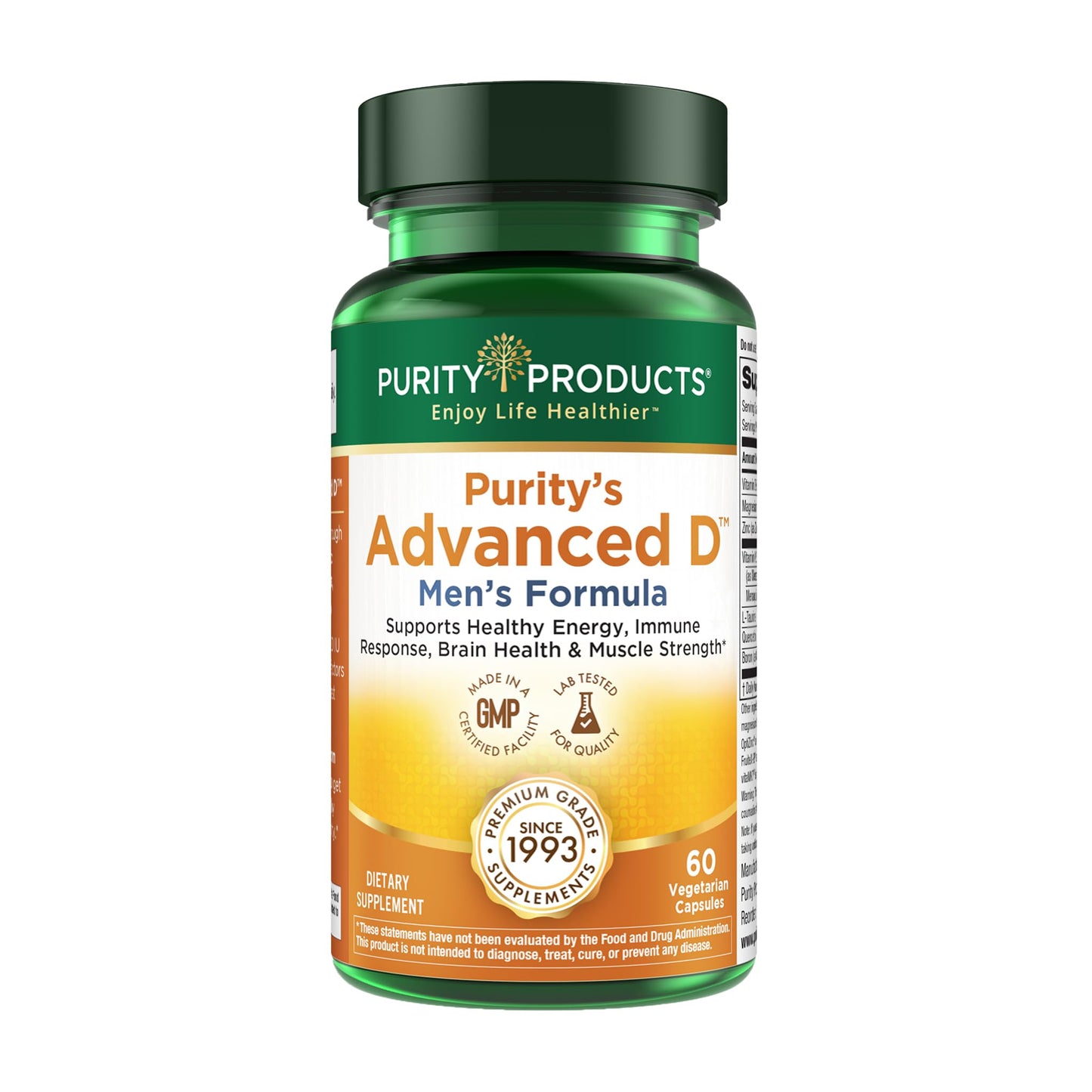 Purity Products Advanced Vitamin D Men's Formula Capsules, 60 Vegetarian Capsules