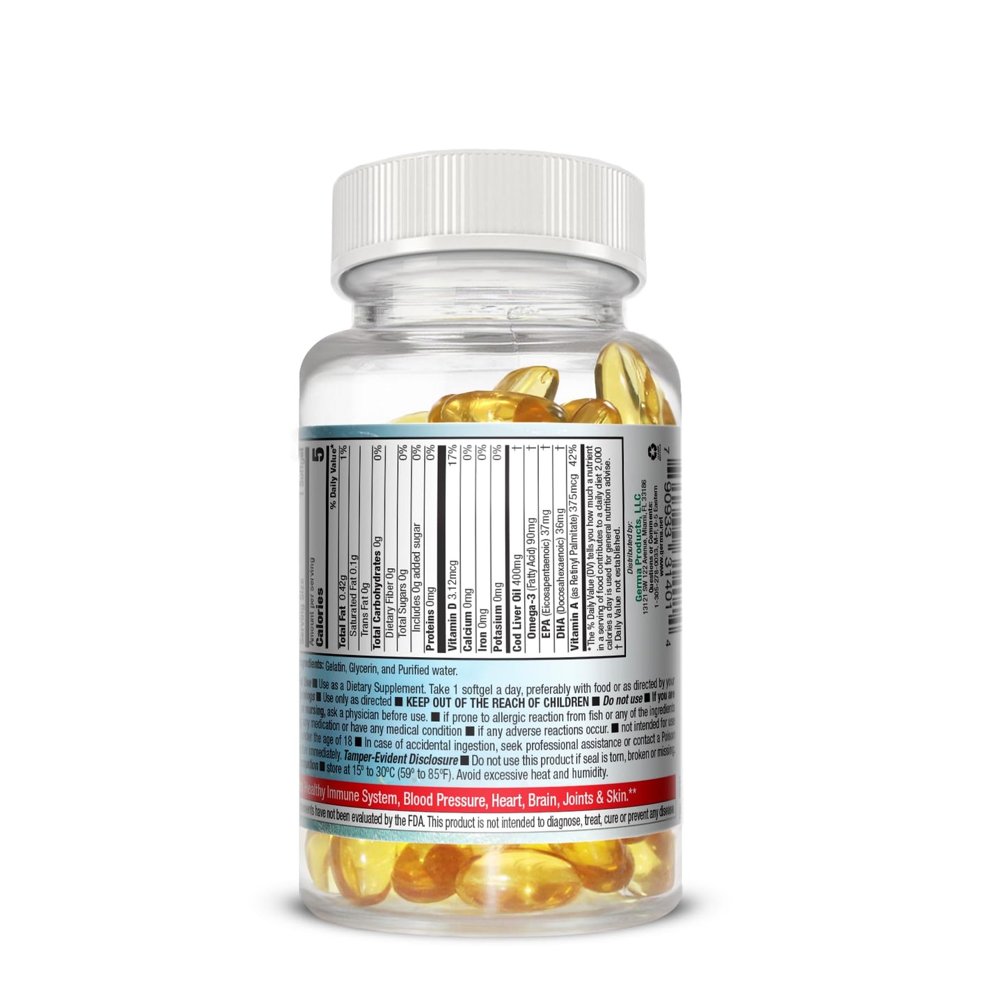 Germa Cod Liver Oil Capsules, Pure Norwegian, 50 Capsules