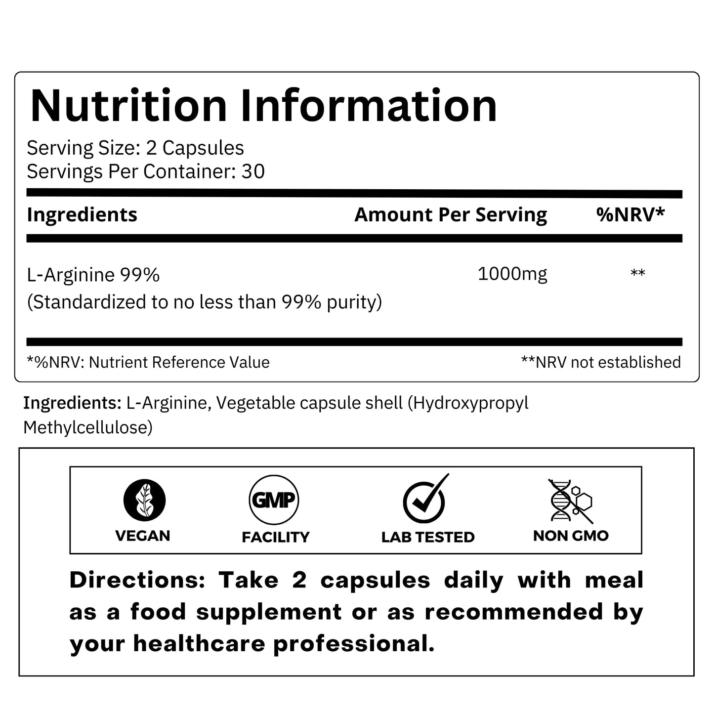 FOLIUS LABS L-Arginine 1000mg Supplement for Men and Women Capsules, 60 Count