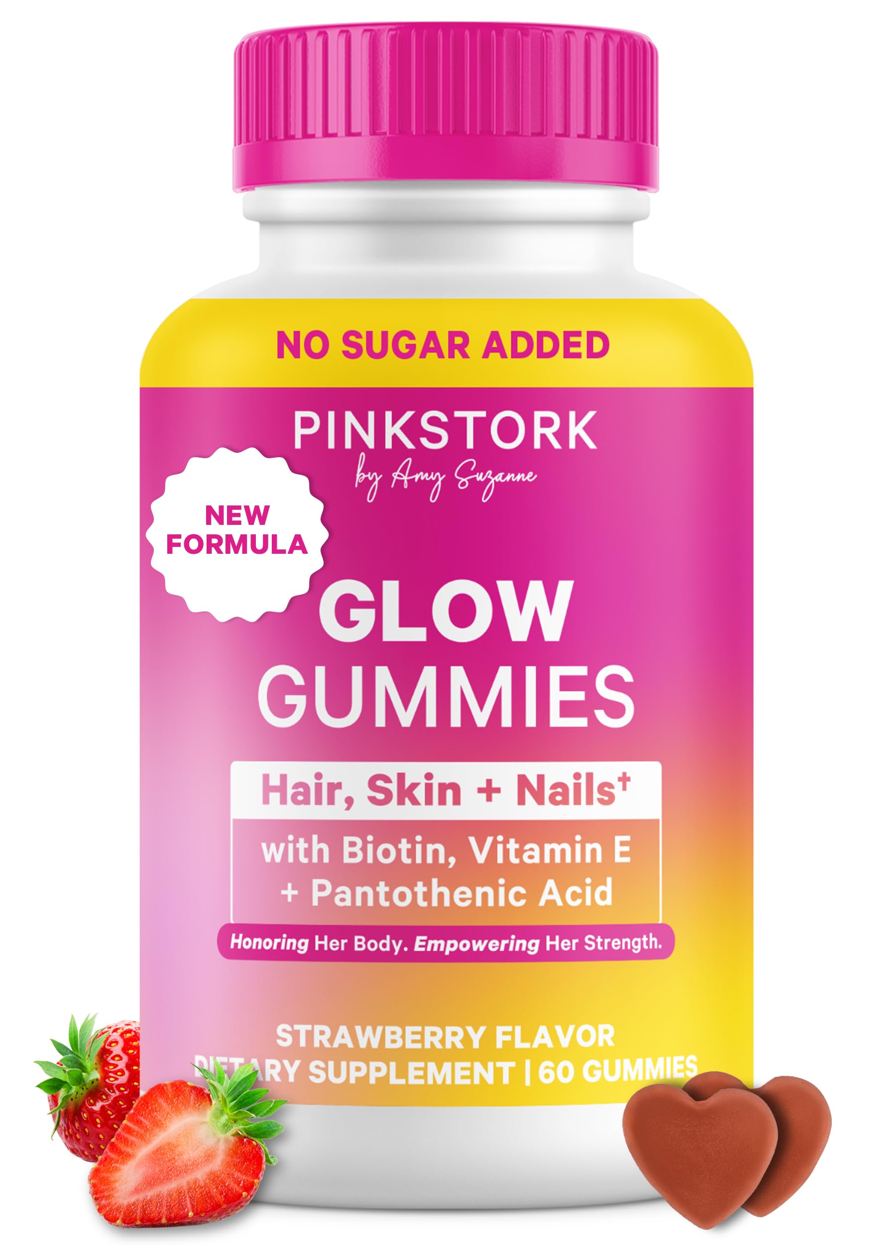 Pink Stork Total Glow Gummies for Women – Hair, Skin & Nails Vitamin with Biotin, Vitamin A, B6, B12, Folate, Zinc & More – 60 Gummies