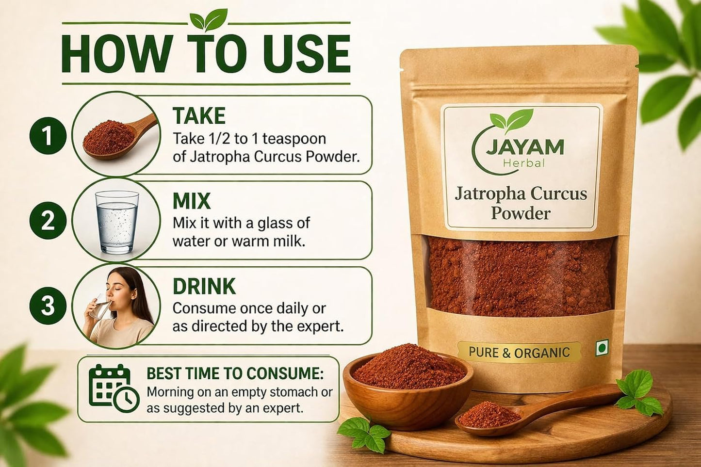 MADHURAM ENTERPRISE Jayam Herbal Jatropha Curcas Powder 3.52 Ounce