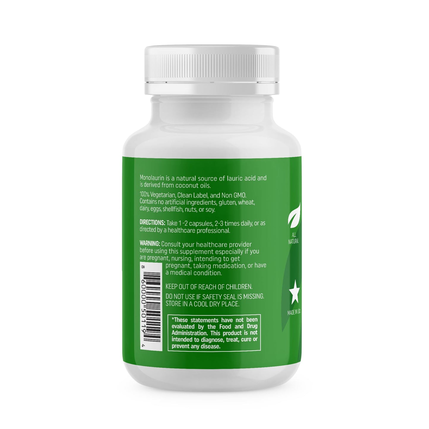 NewLife Naturals Monolaraurin Dietary Supplement Vegetable Capsule, 100 Count