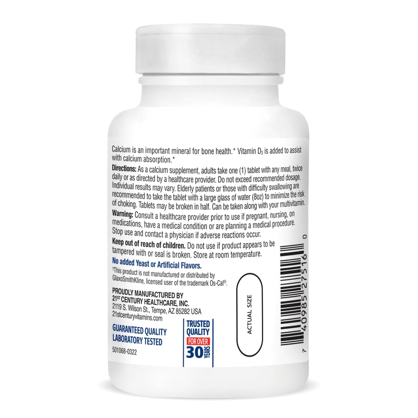 SMART MONKEY TECHNOLOGIES 21st Century Calcium 500 + D3 Tablets 90