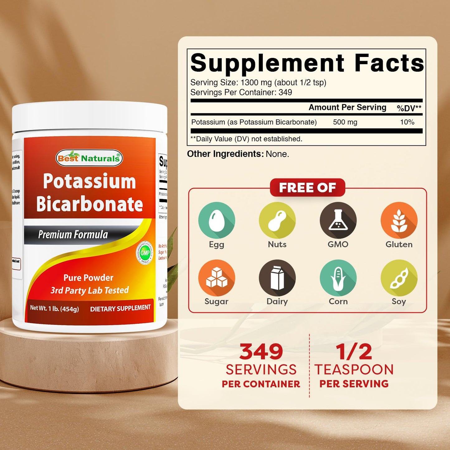 Best Naturals Pure Potassium Bicarbonate Powder 16 Ounce