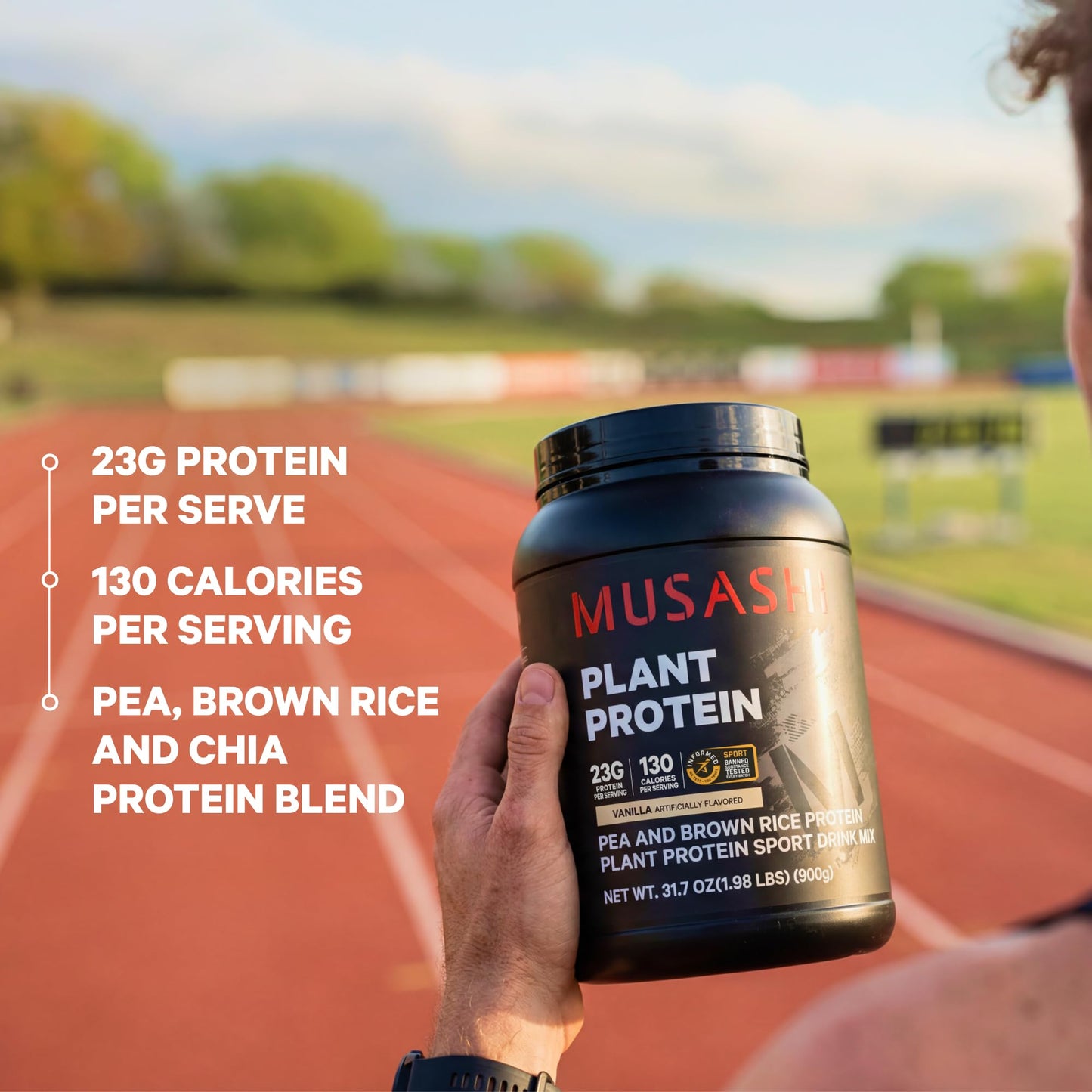 Musashi Plant Protein Powder Vanilla, 900g (1.98 lb)