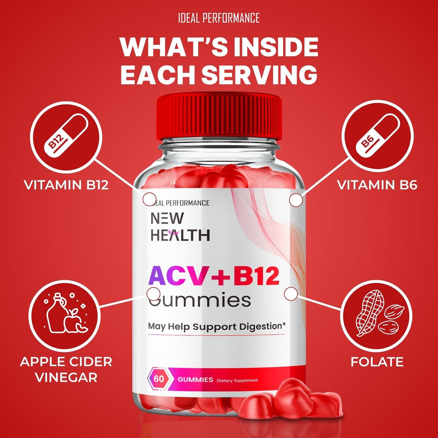 IDEAL PERFORMANCE ACV Keto Gummies, 300 Count