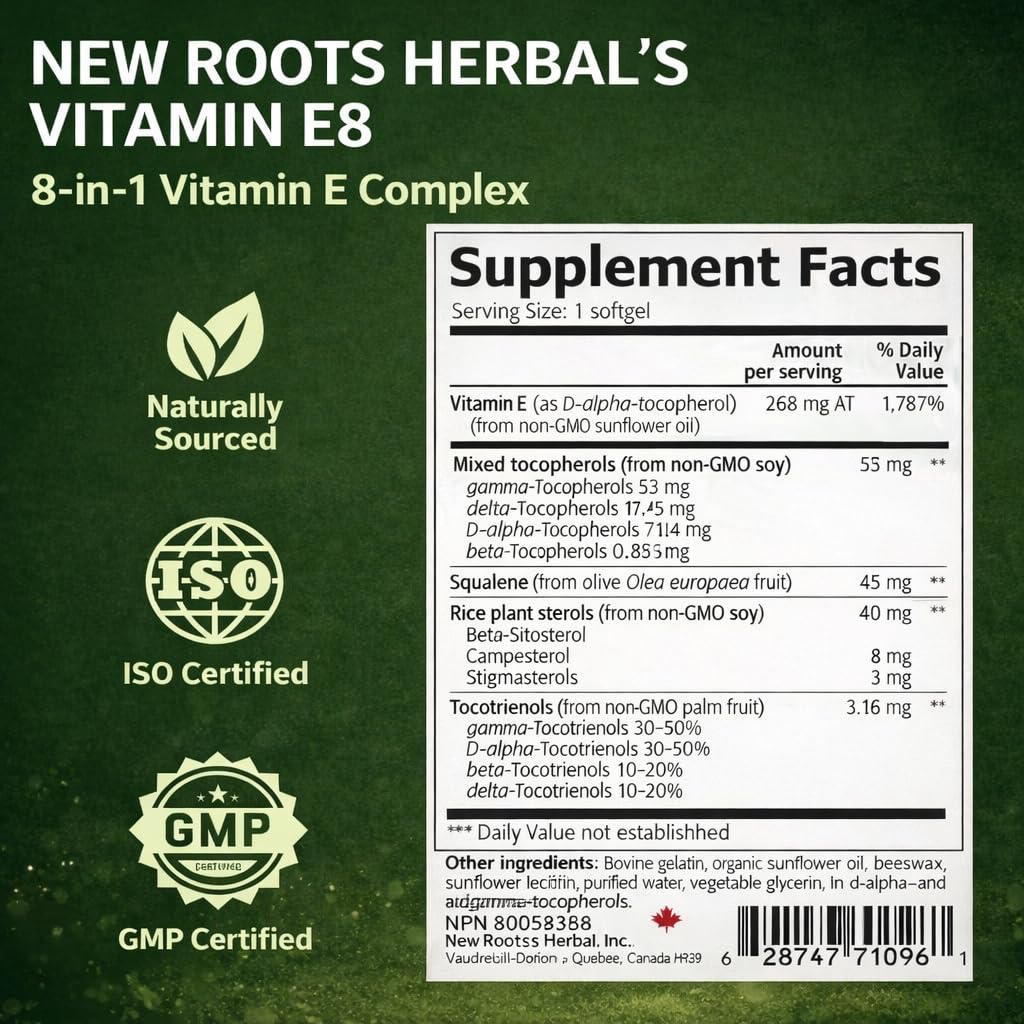 New Roots Herbal Vitamin E Softgels 400 IU, 120 Count