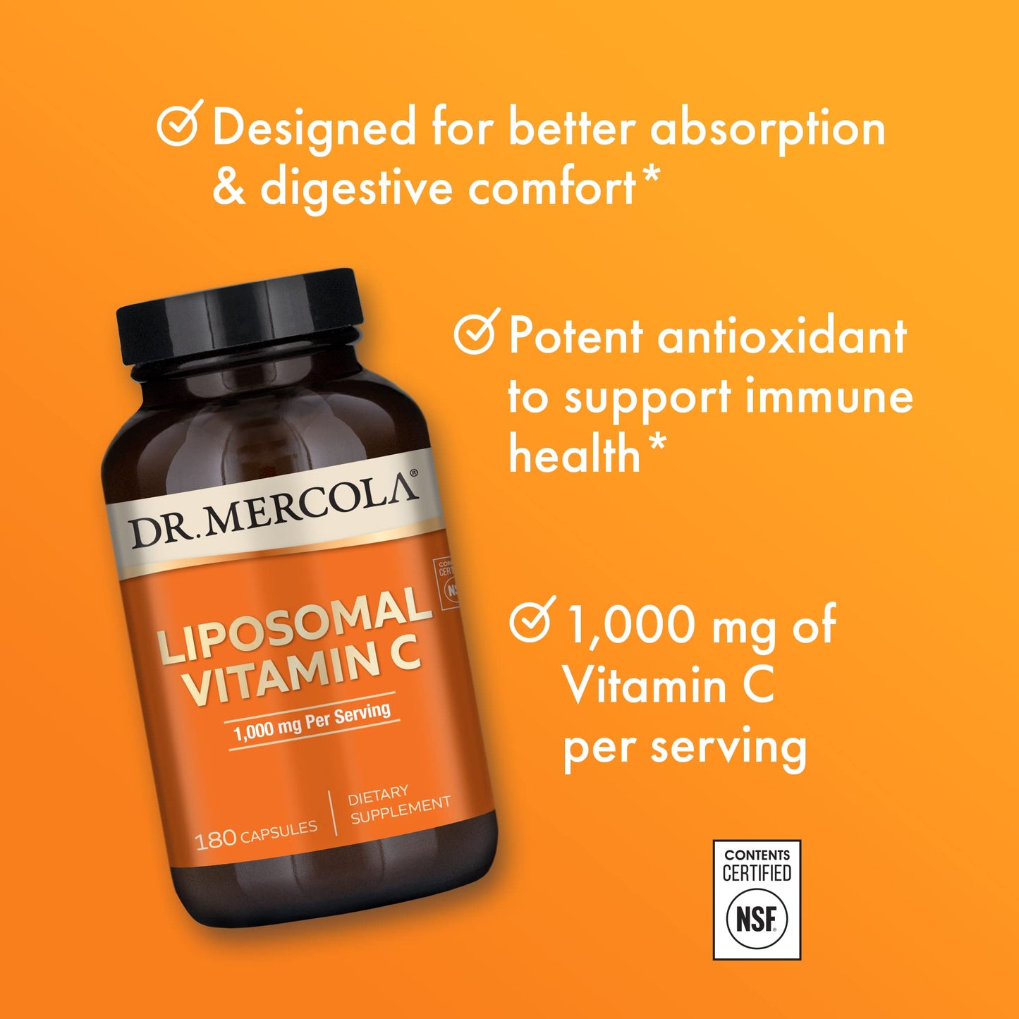 Dr. Mercola Liposomal Vitamin C Capsule 180 Capsules