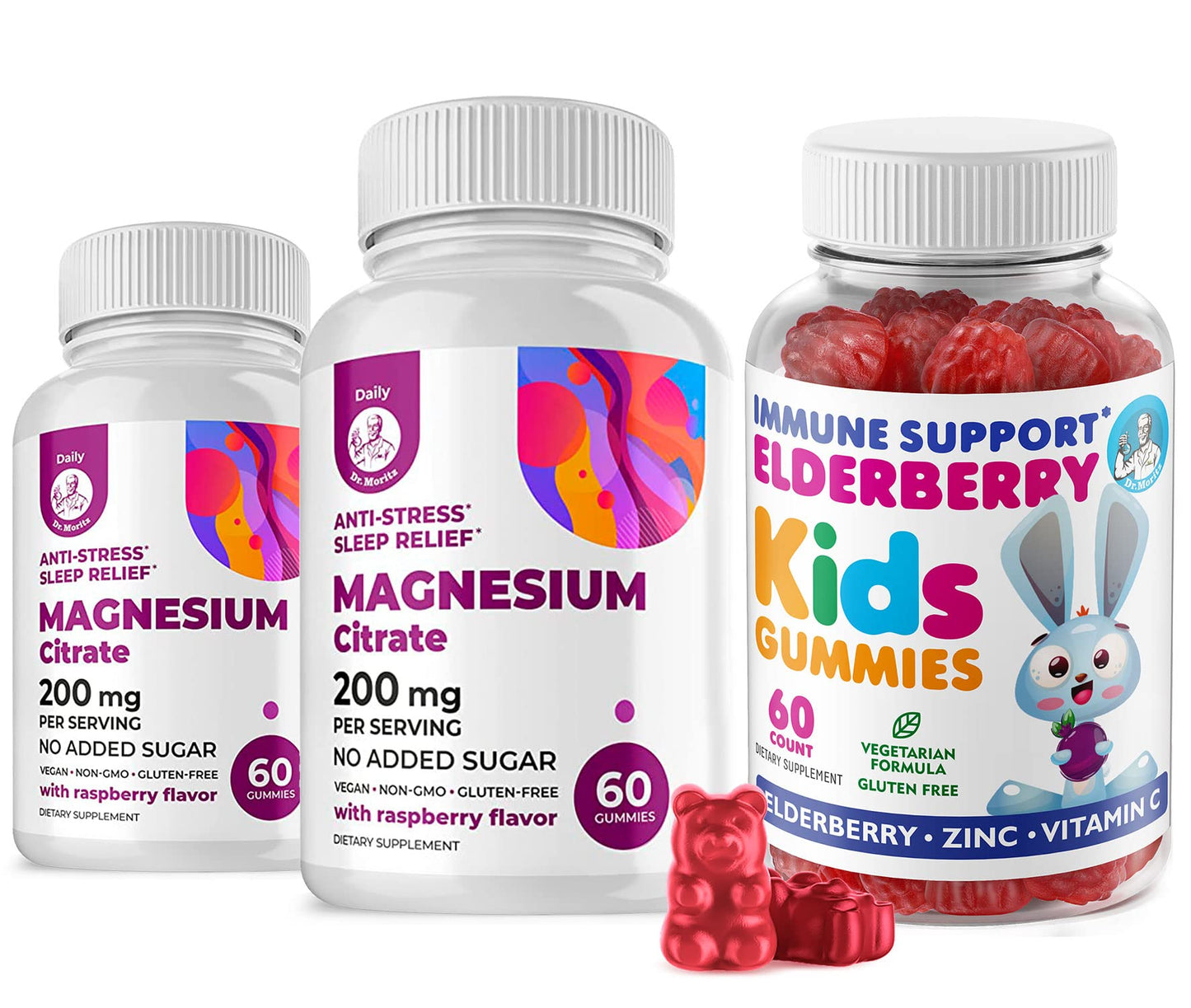 DR. MORITZ Elderberry Gummies for Kids and Magnesium 200 mg Gummy, 1 Count