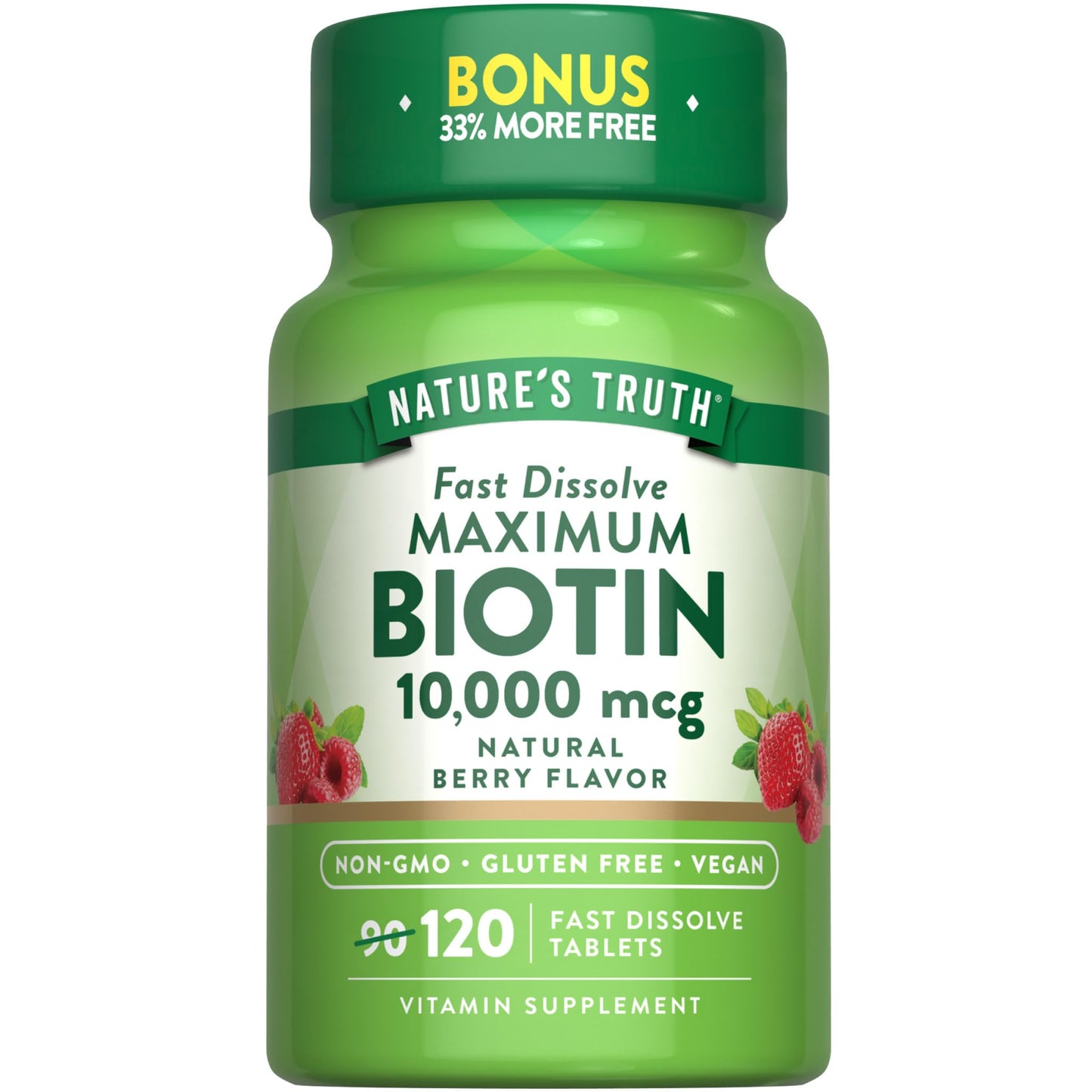 Nature's Truth Biotin 10000mcg Fast Dissolve Tablets, 120 Count