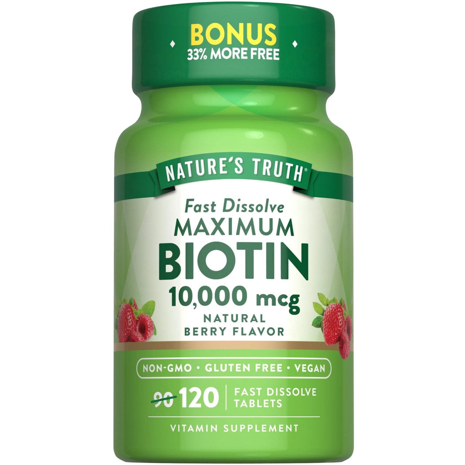 Nature's Truth Biotin 10000mcg Fast Dissolve Tablets, 120 Count