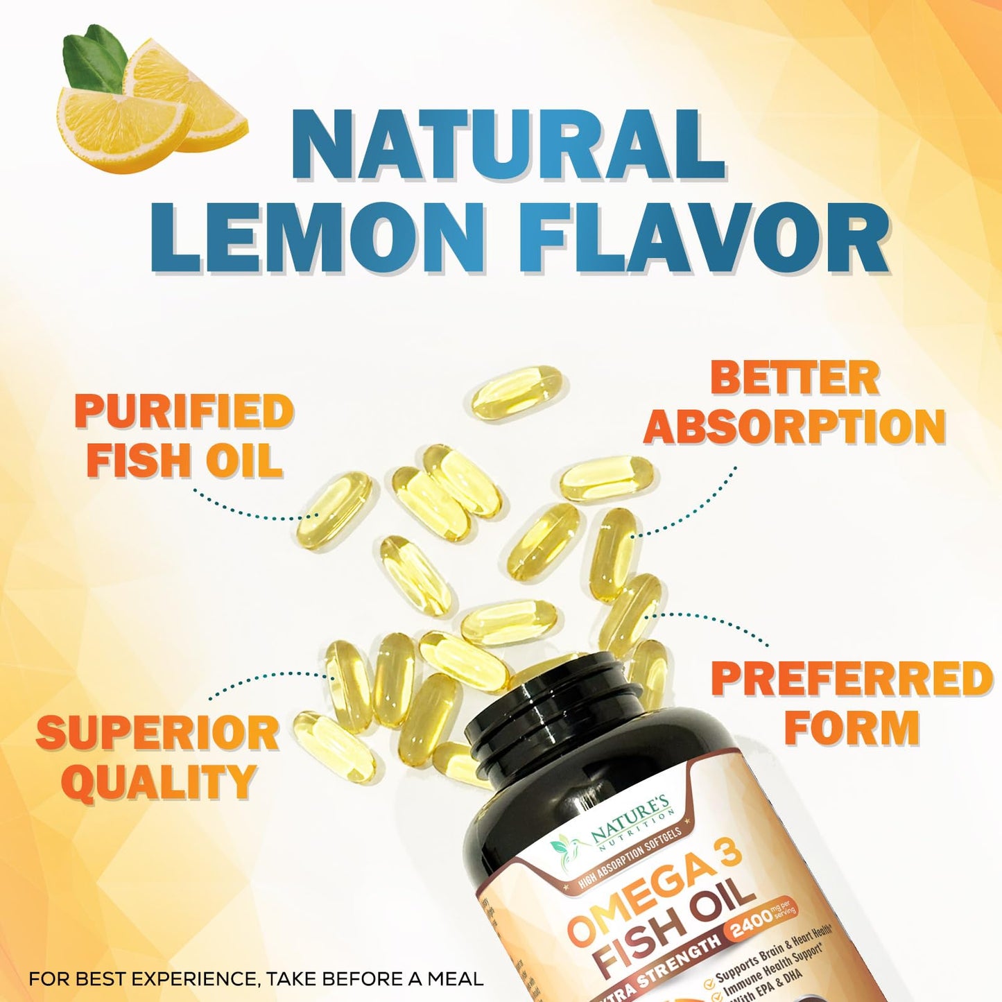 Nature's Nutrition Omega-3 Fish Oil Softgels 120 Softgels