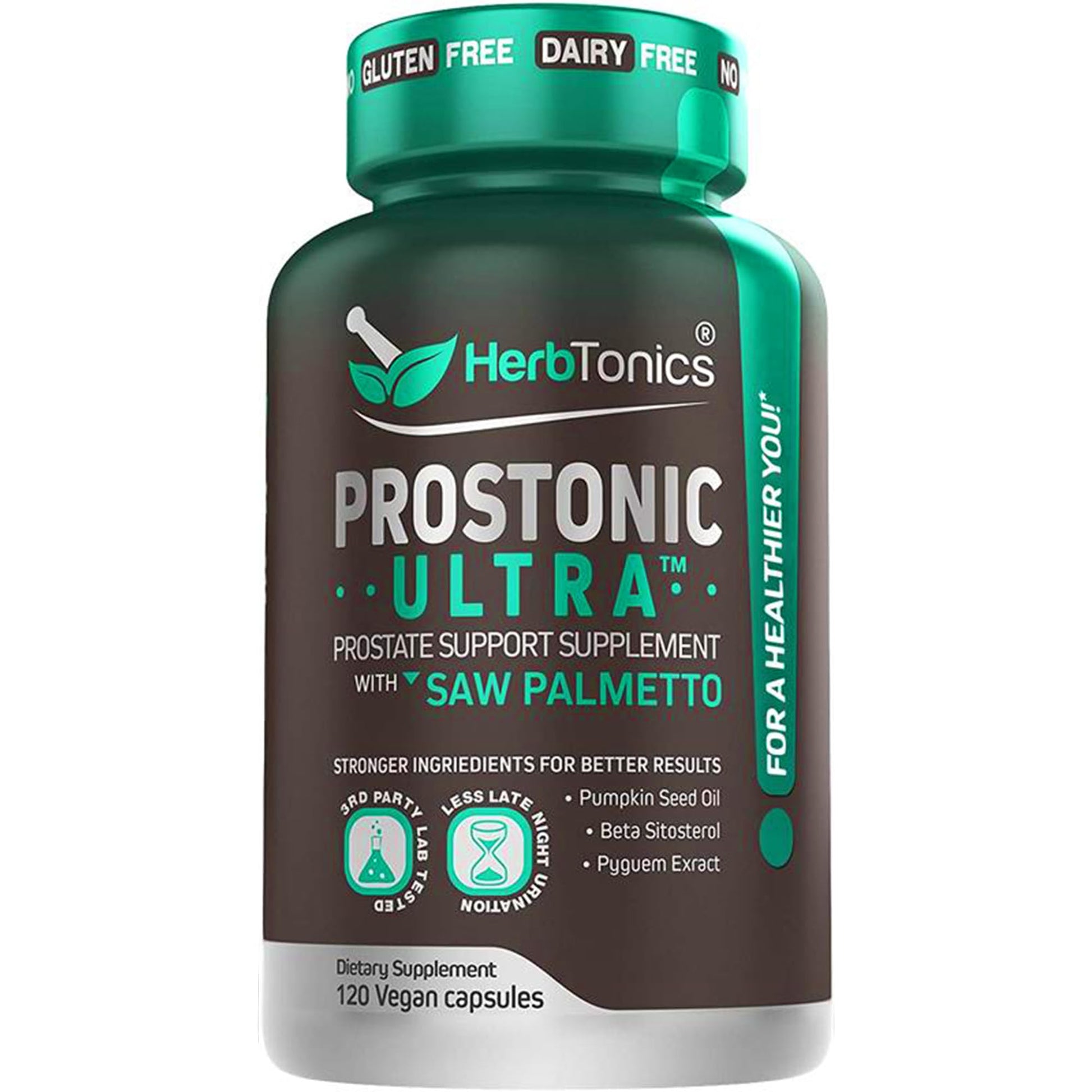Herbtonics Dual Prostate & Hair Support for Men – Saw Palmetto, Beta-Sitosterol, Pumpkin Seed – Promotes Urinary Health & Natural DHT Blocking, 120 Capsules