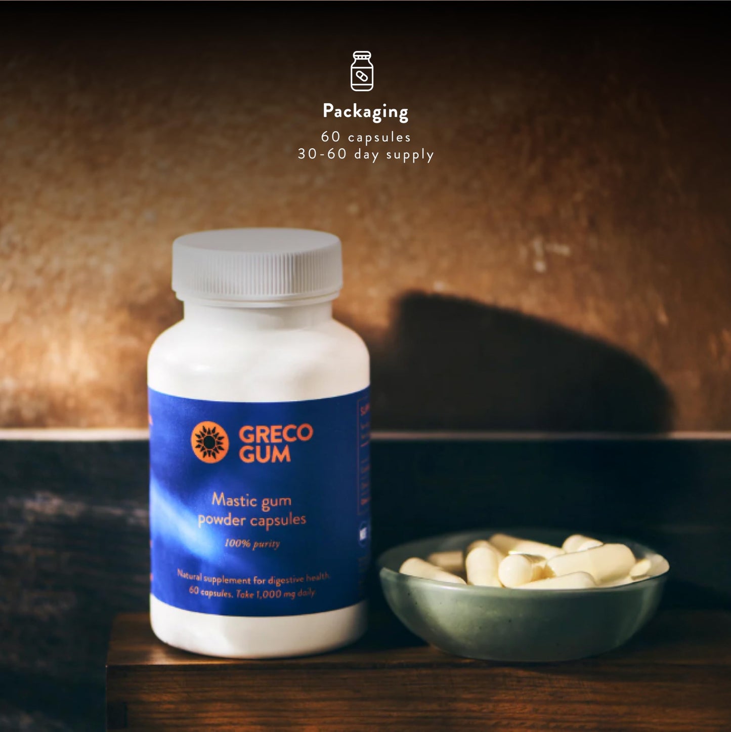 Greco Gum Mastic Gum Capsules 500 mg, 60 Count